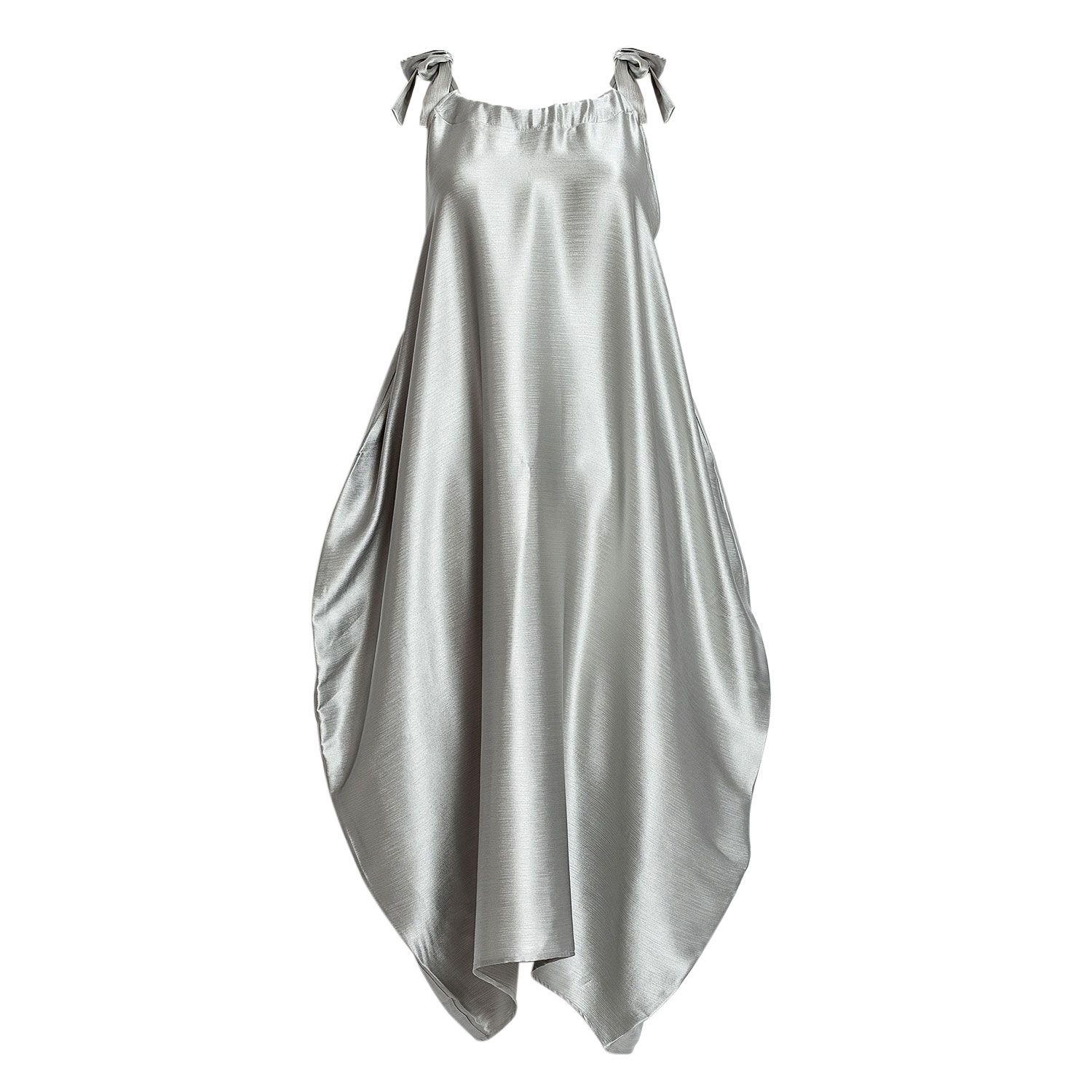 Rochie Elena cu bretele, argintie by Bpopp