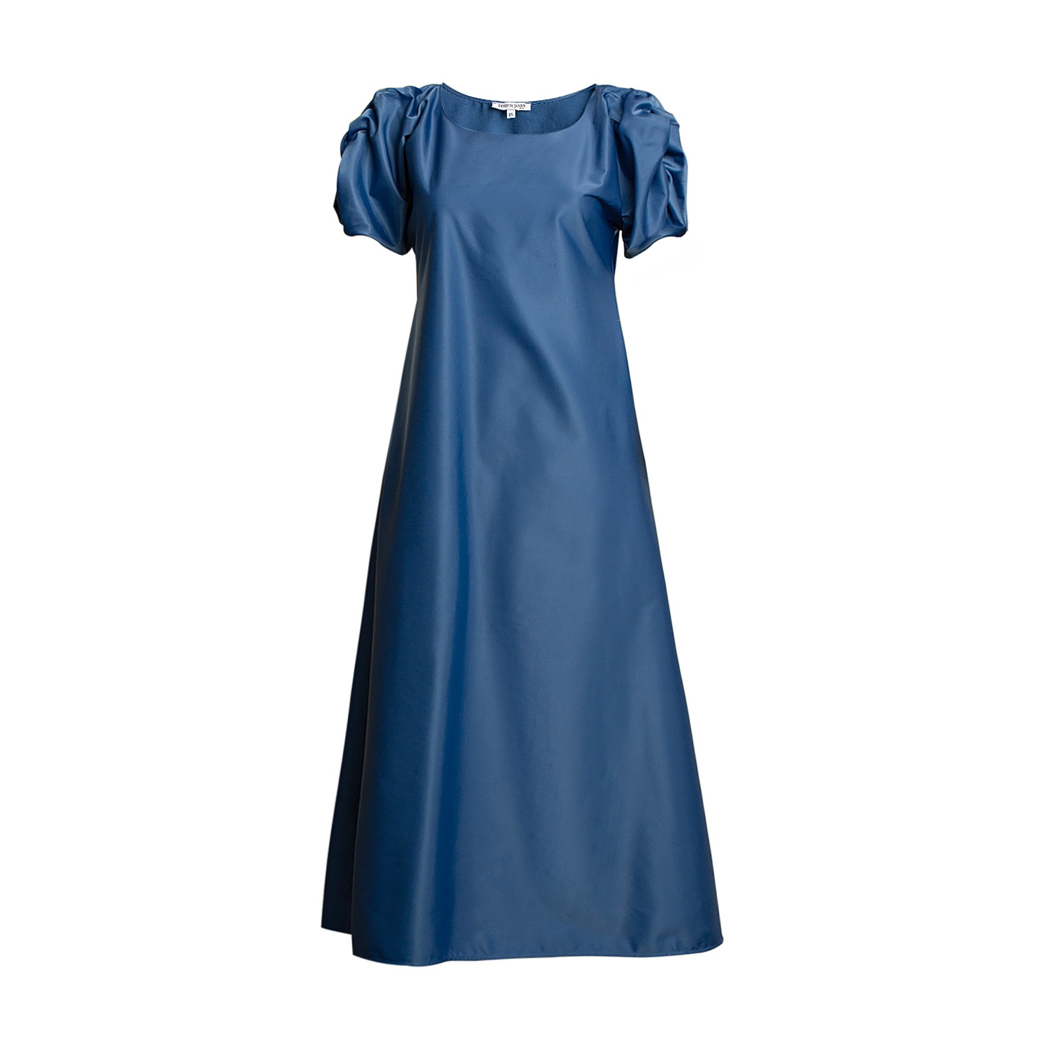 Rochie Maria cu umerii încrețiți din bumbac albastru by Bpopp