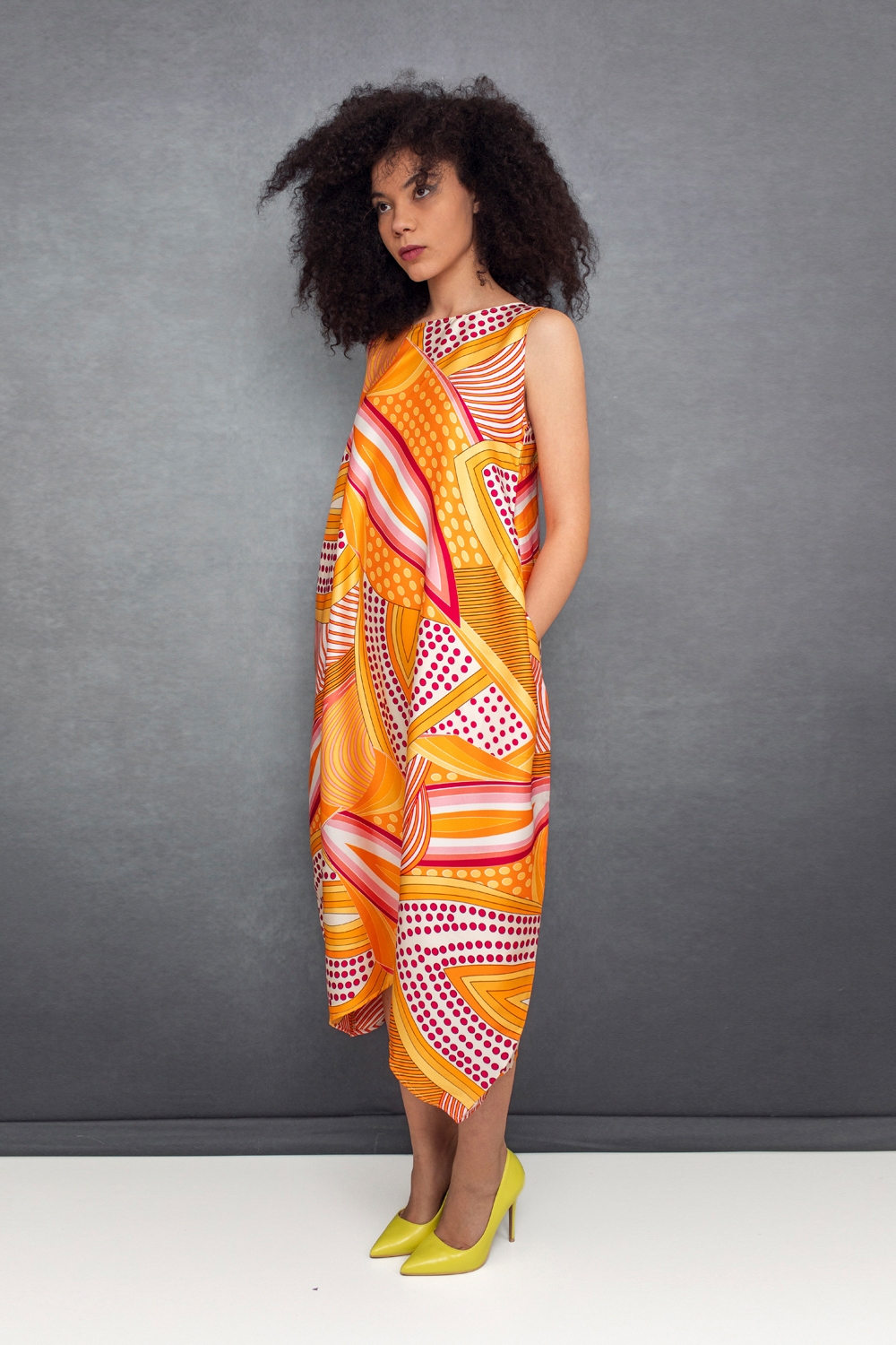 Rochie Elena cu print  portocaliu by Bpopp