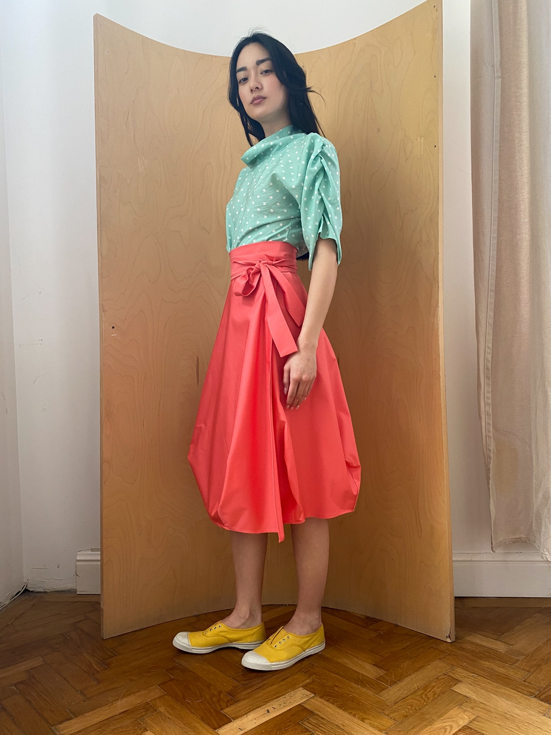 Fustă Andreea din bumbac gri deschis by Bpopp