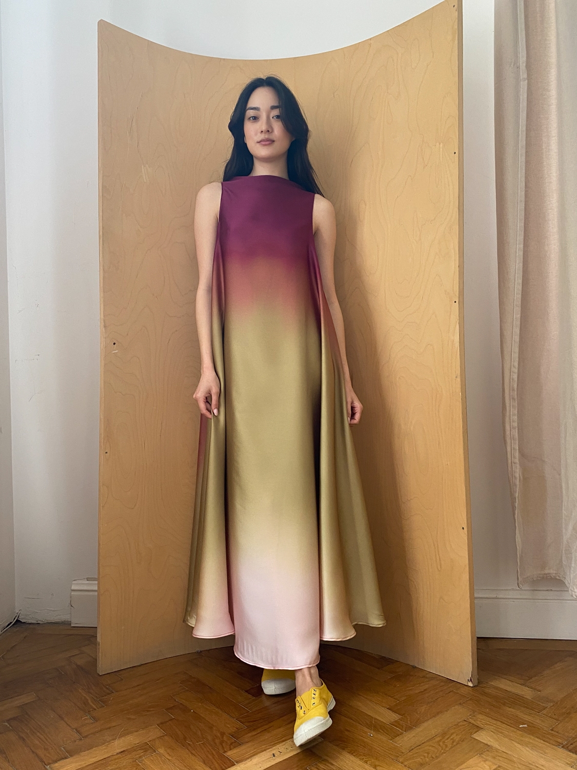 Rochie Ileana lungă cu degrade grena by Bpopp