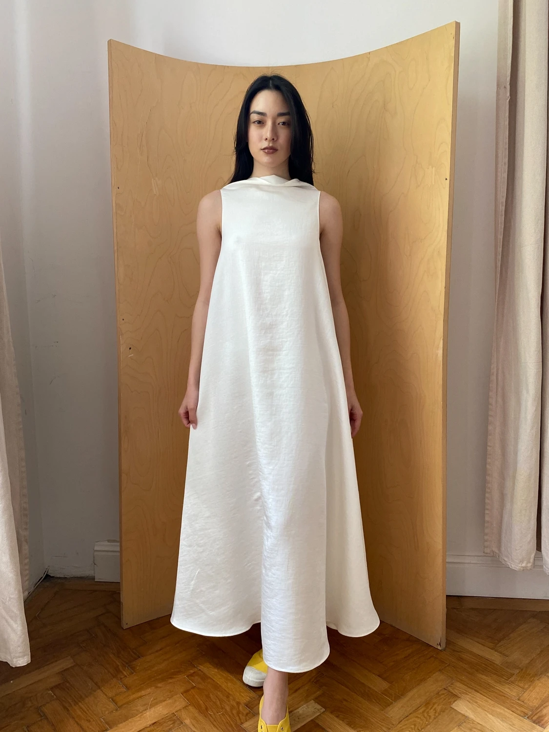 Rochie Ileana lungă din in alb by Bpopp