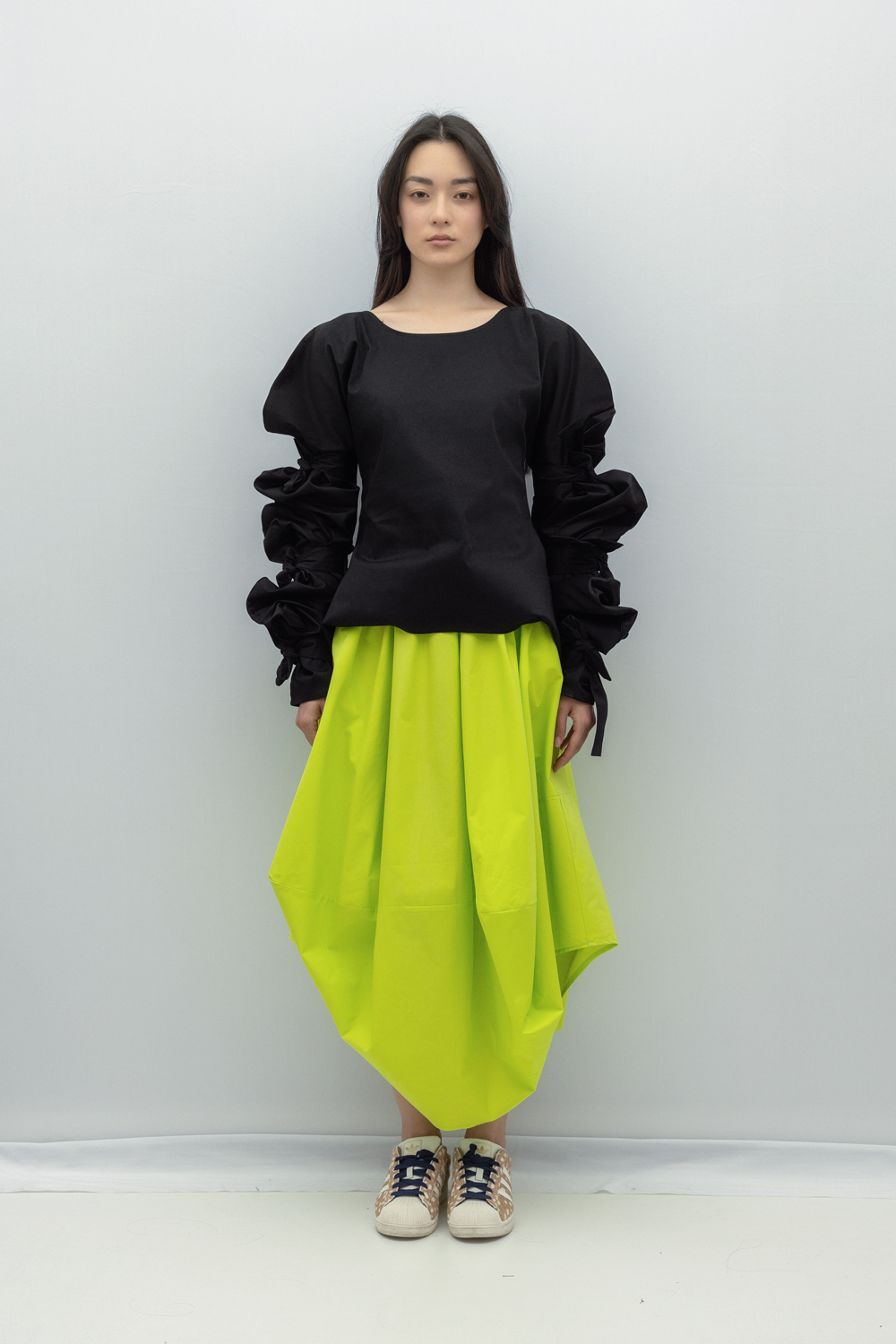 Fustă Belinda din bumbac verde neon by Bpopp