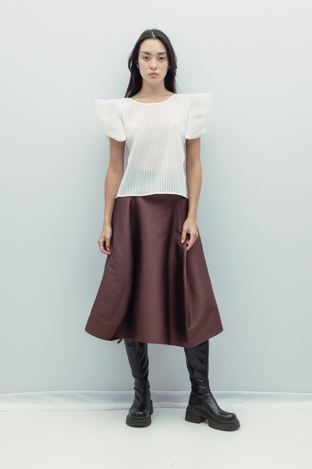 Bluza cu elici mici din mesh alb by Bpopp