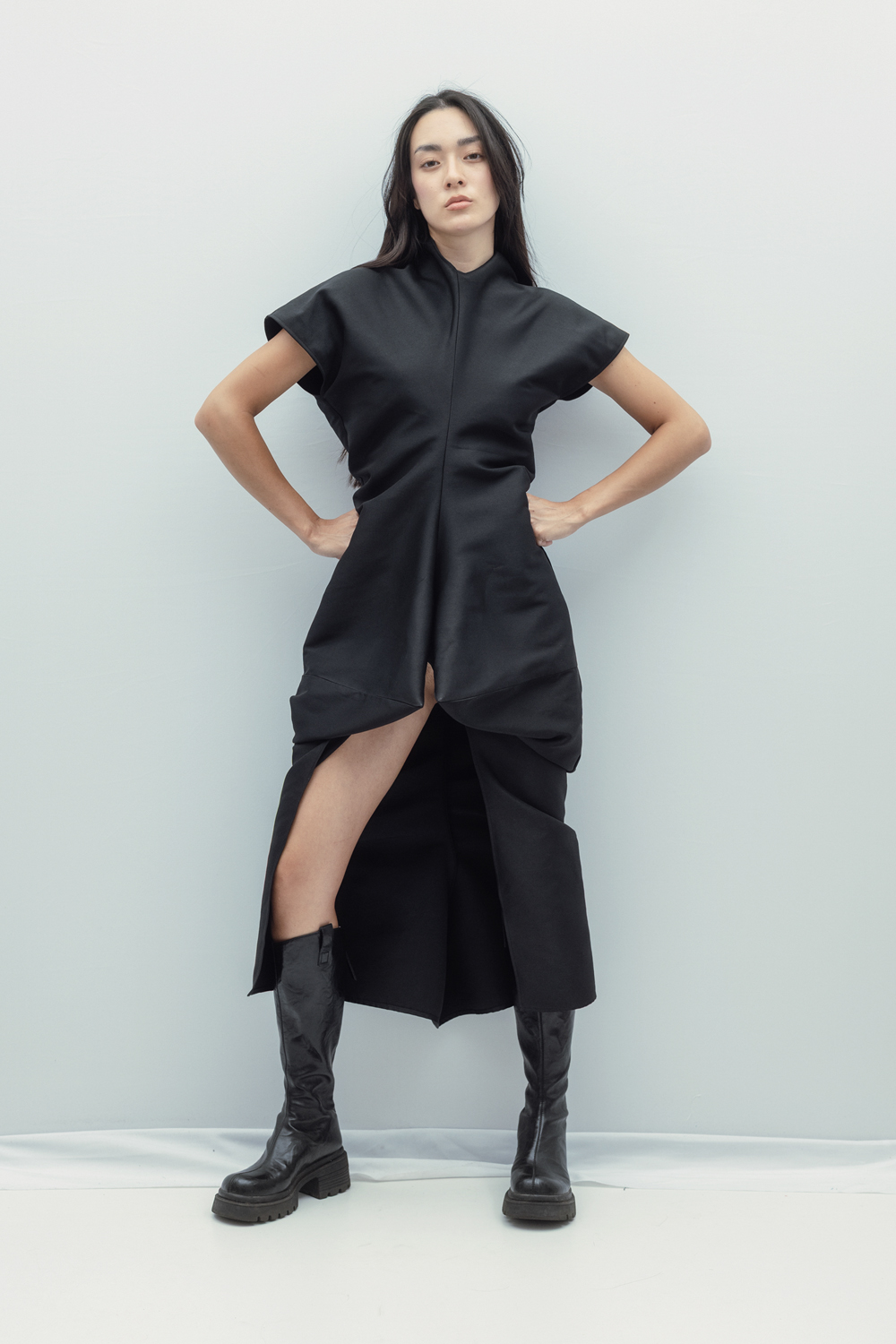 Rochie pentru lectia de zbor din bumbac negru by Bpopp