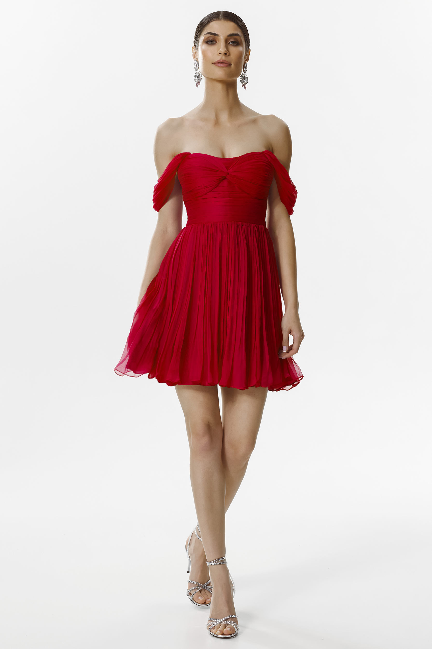 Acosta red silk short dress by Framboise