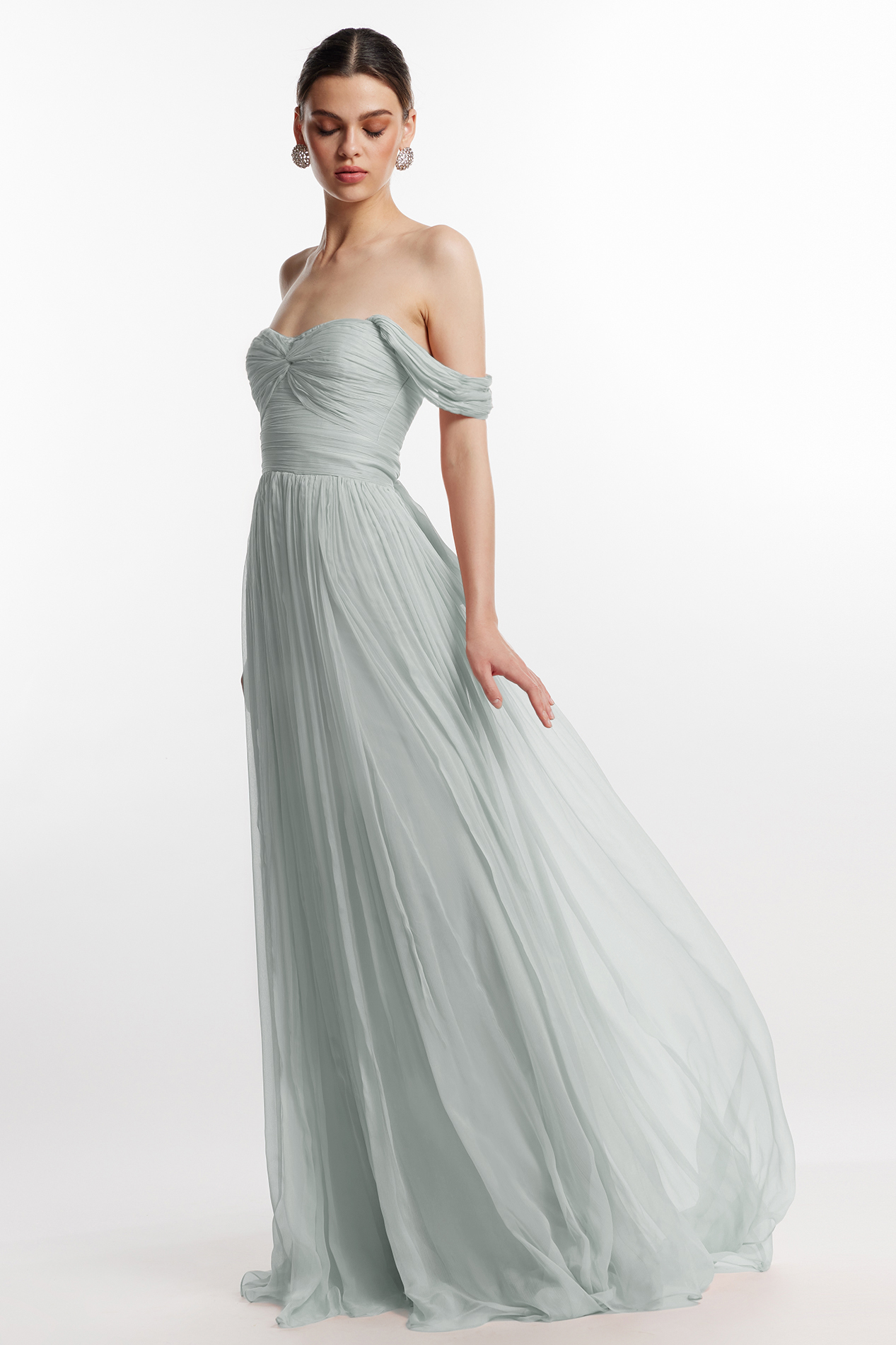 Arona sage grey silk dress by Framboise