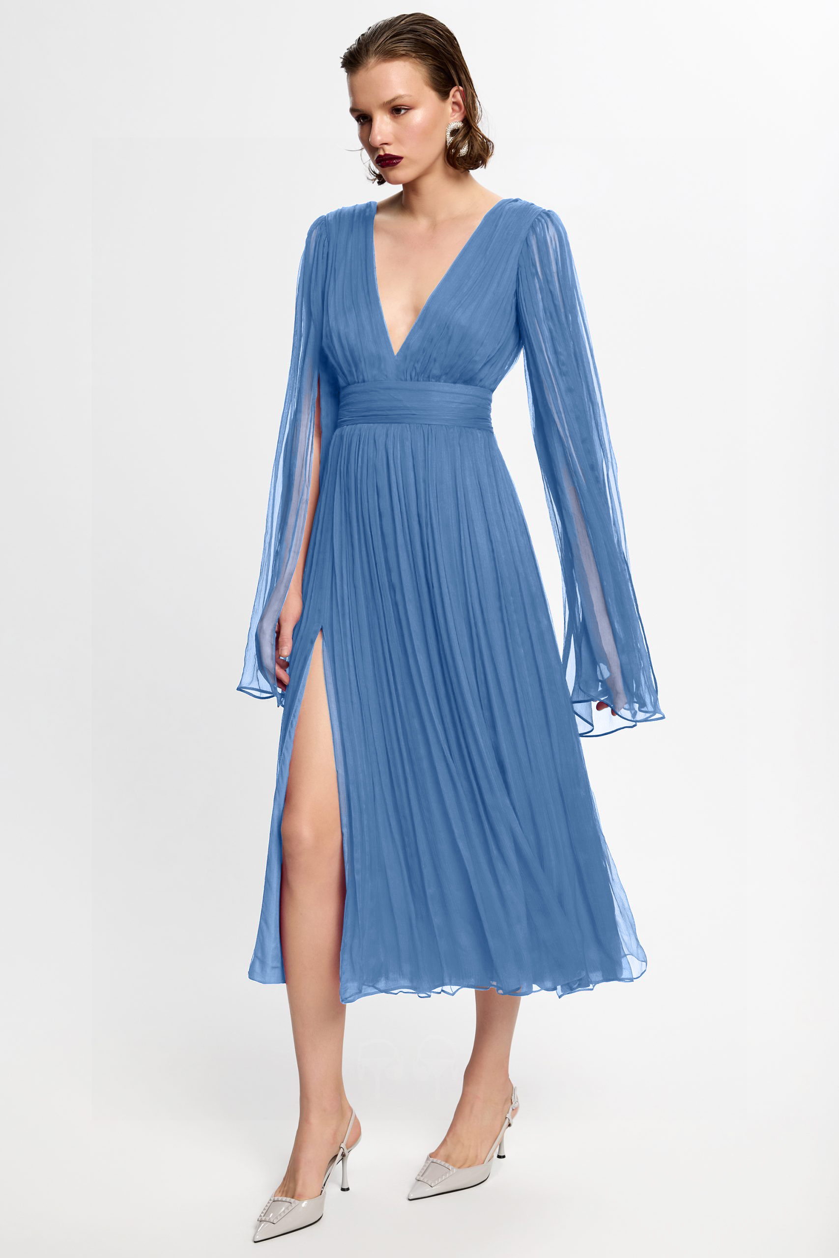Atlas blue silk midi dress by Framboise