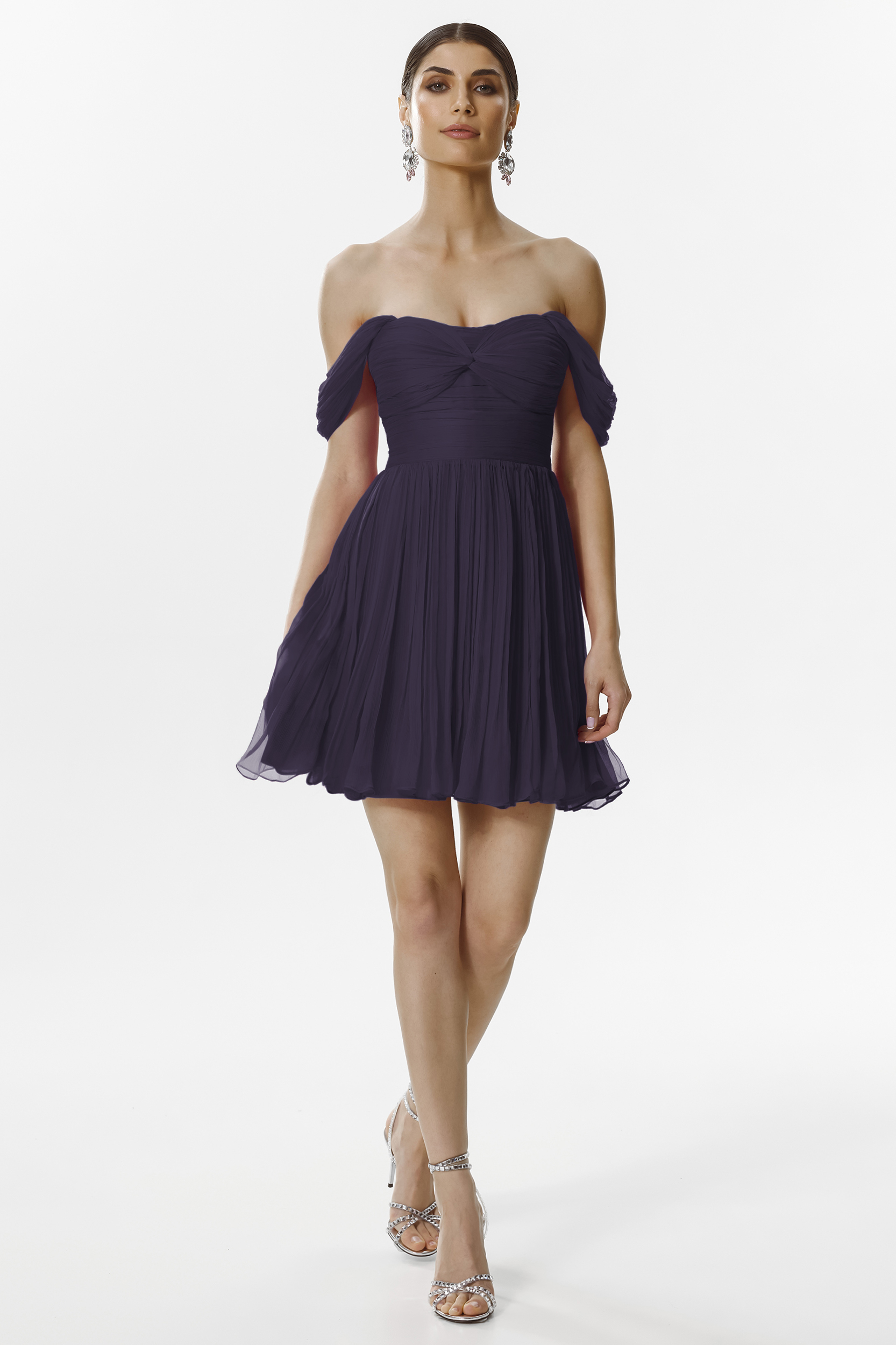 Baptiste purple silk short dress by Framboise