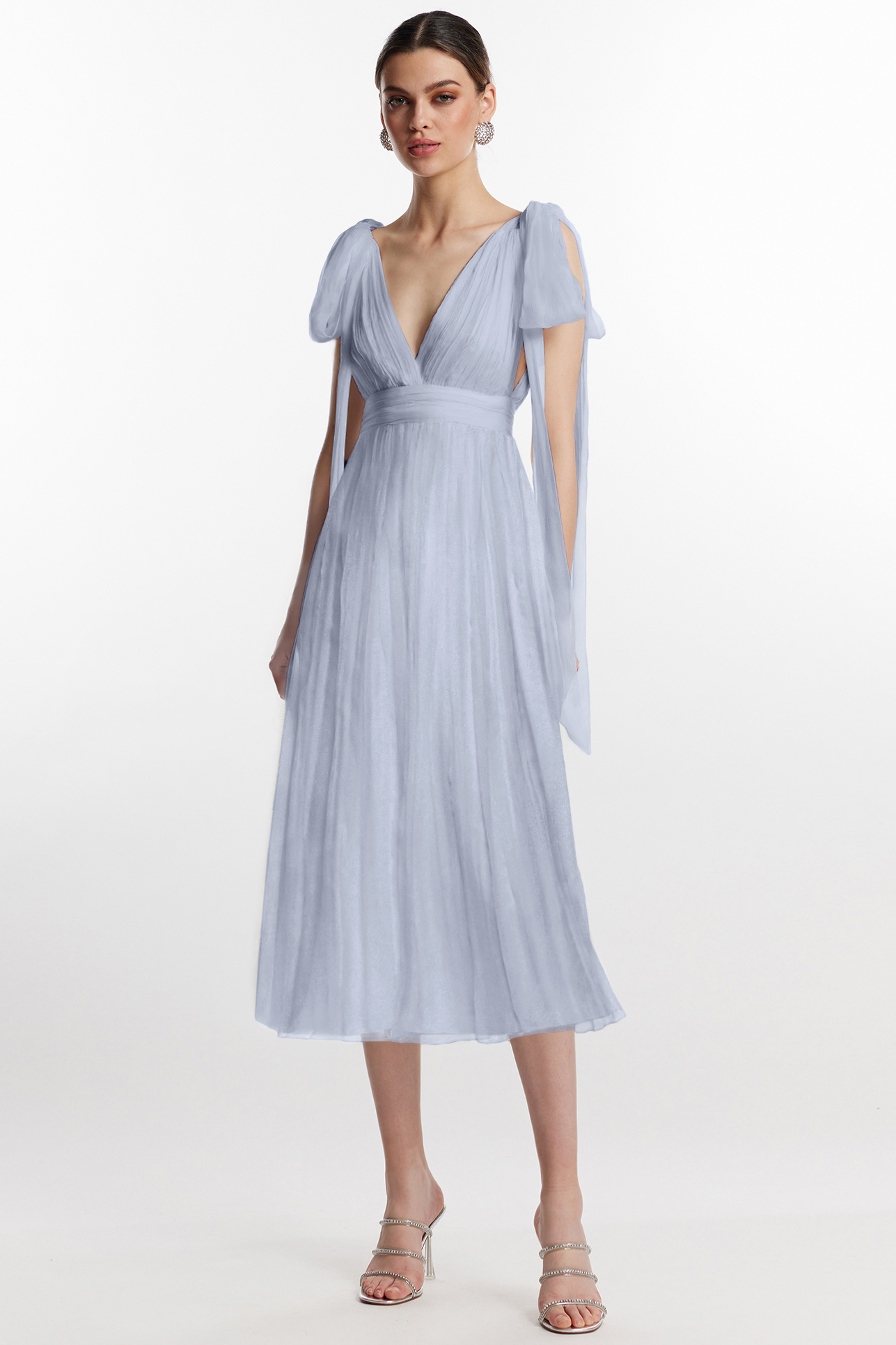 Cuba blue silk midi dress by Framboise