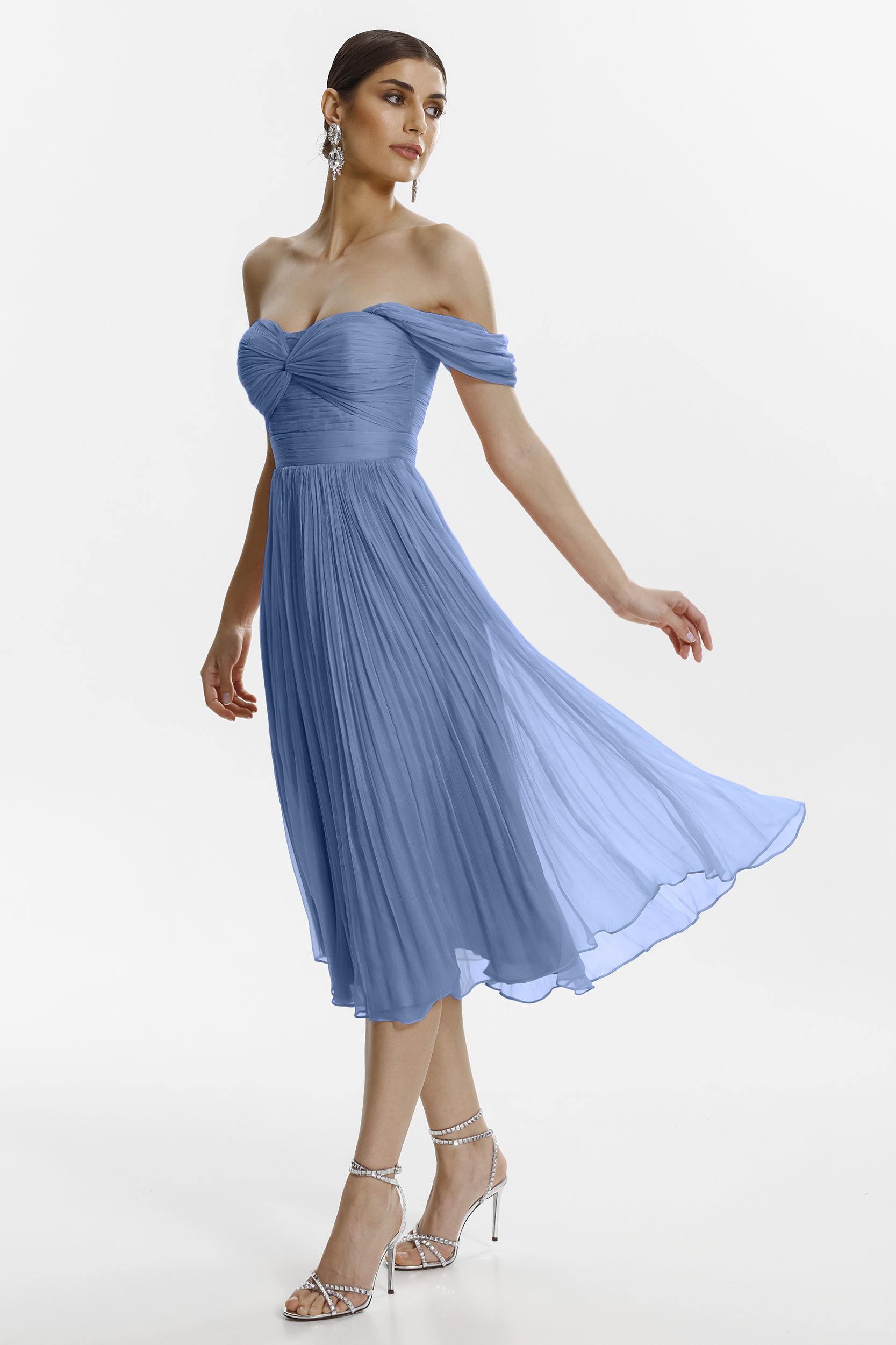 Adair blue silk midi dress by Framboise