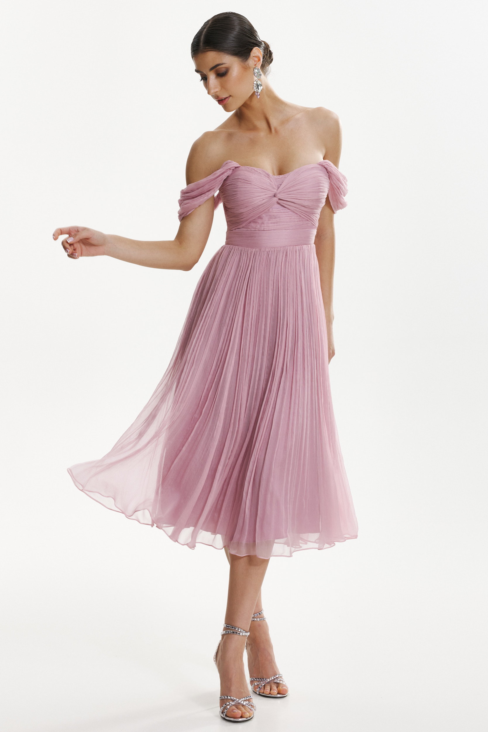 Kehlani pink silk midi dress by Framboise
