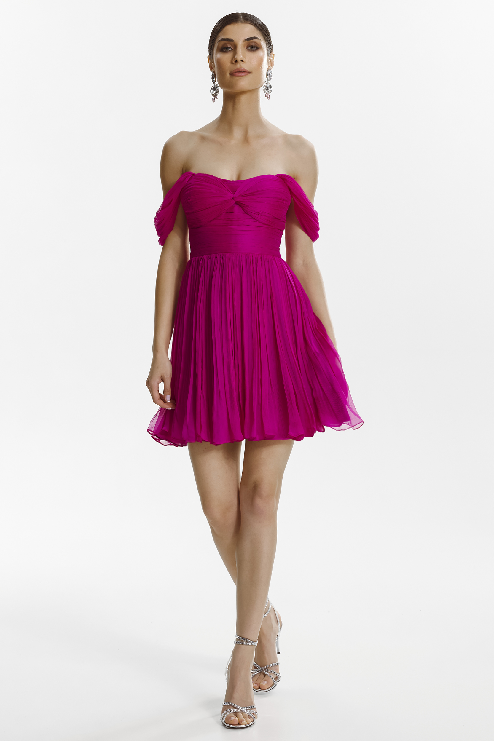 Nitara fuchsia silk short dress by Framboise
