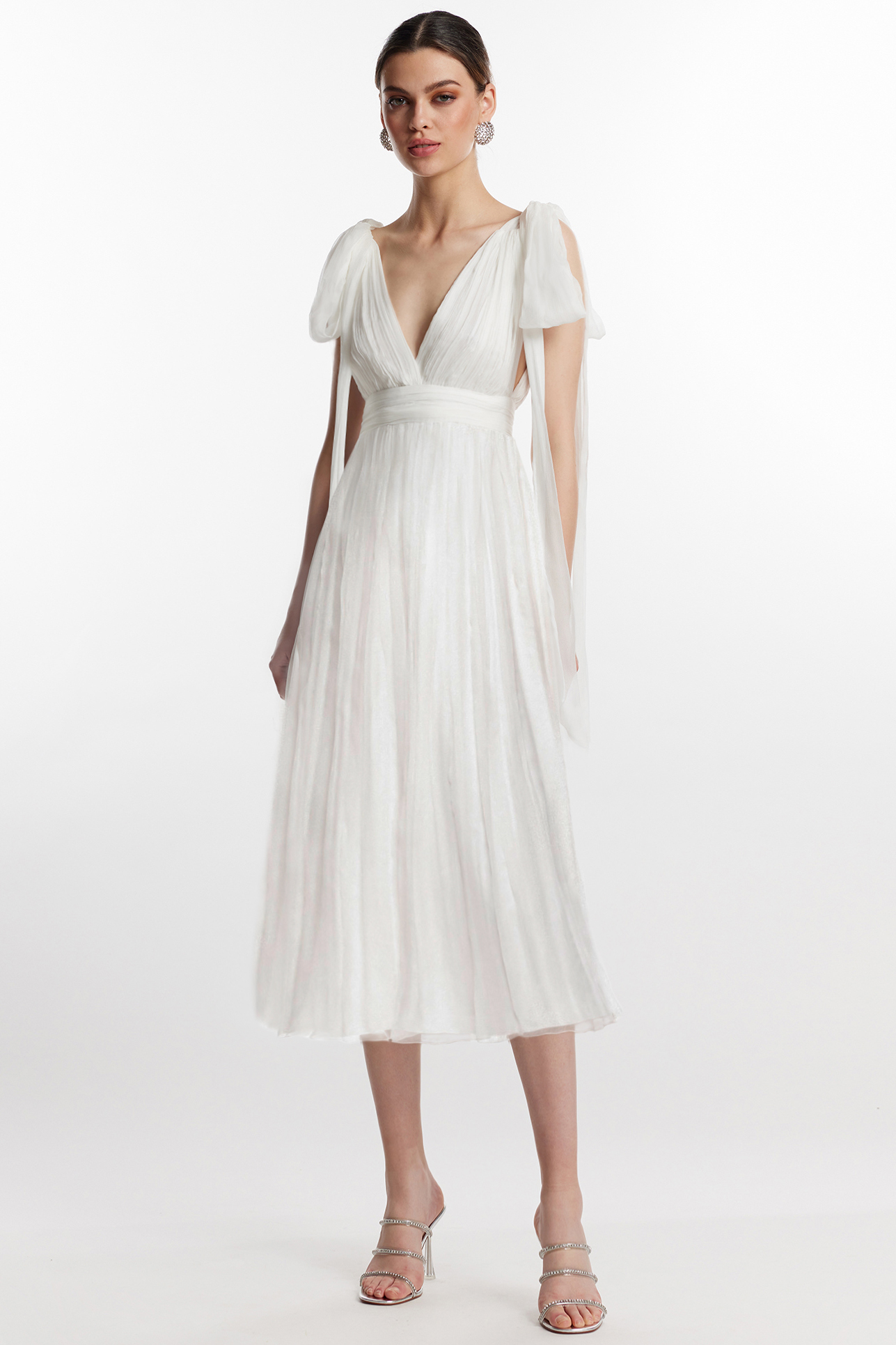 Lumiere white silk midi dress by Framboise