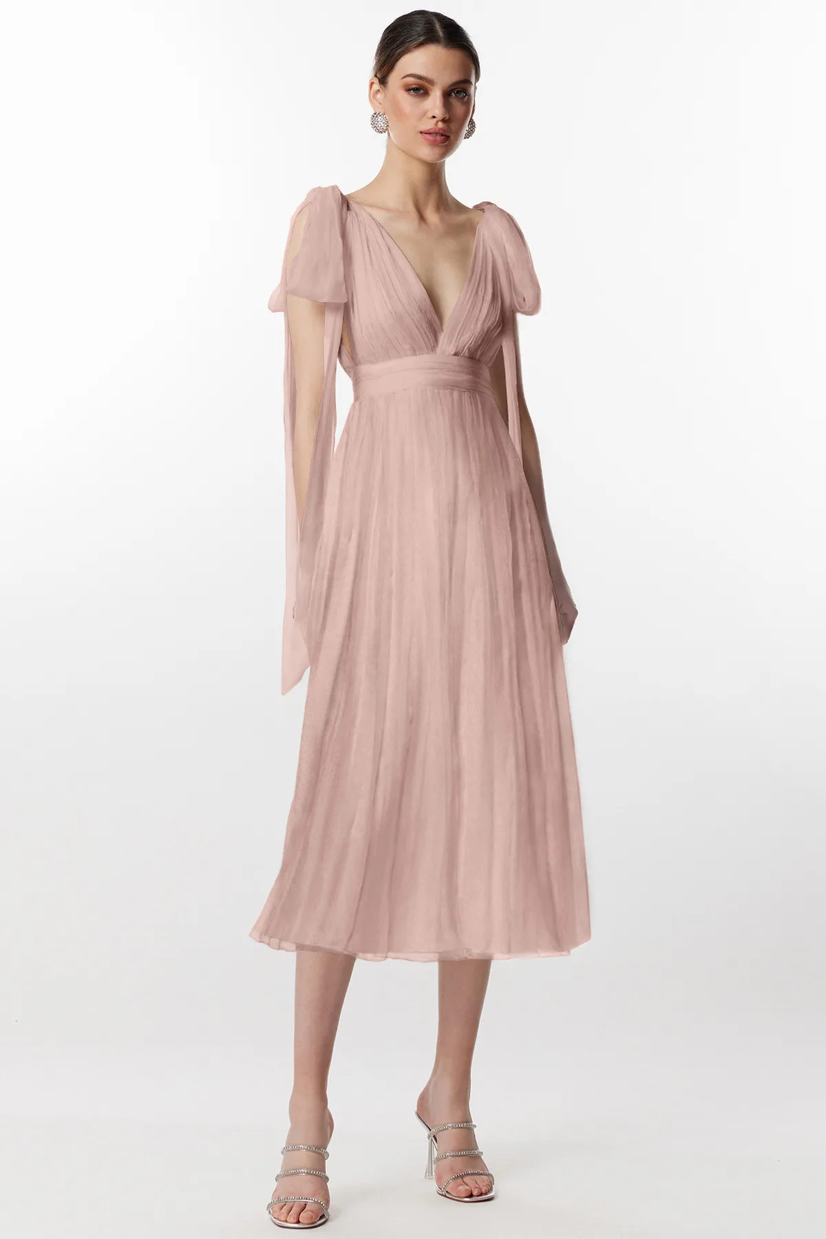 Mirko dusty pink silk midi dress by Framboise