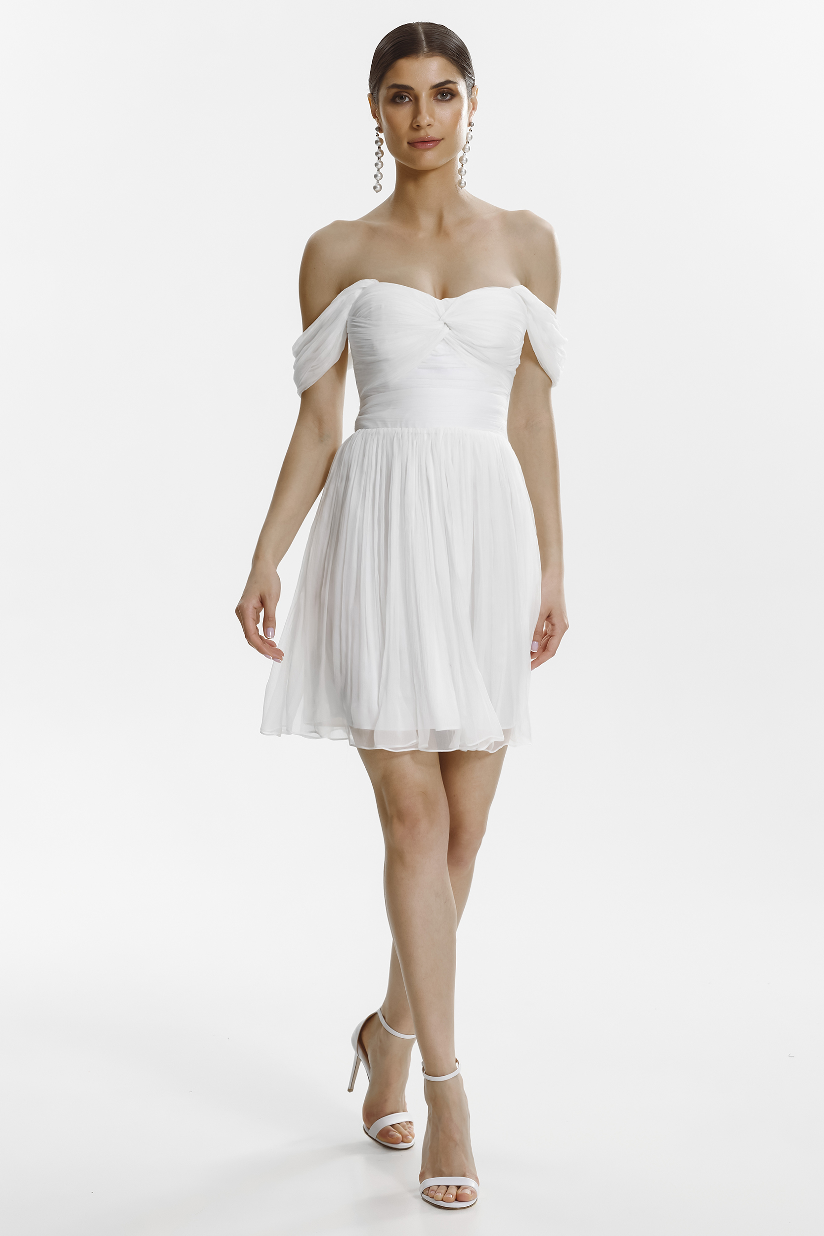 Short elegant white silk dress Khalesi by Framboise