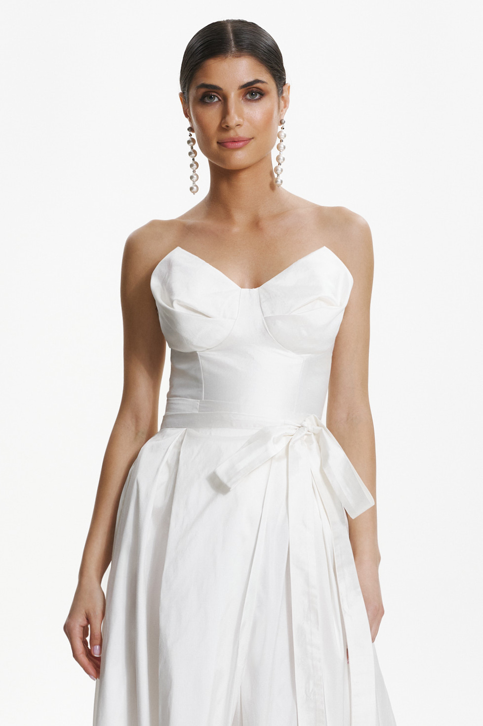 Tia white silk shantung corset by Framboise