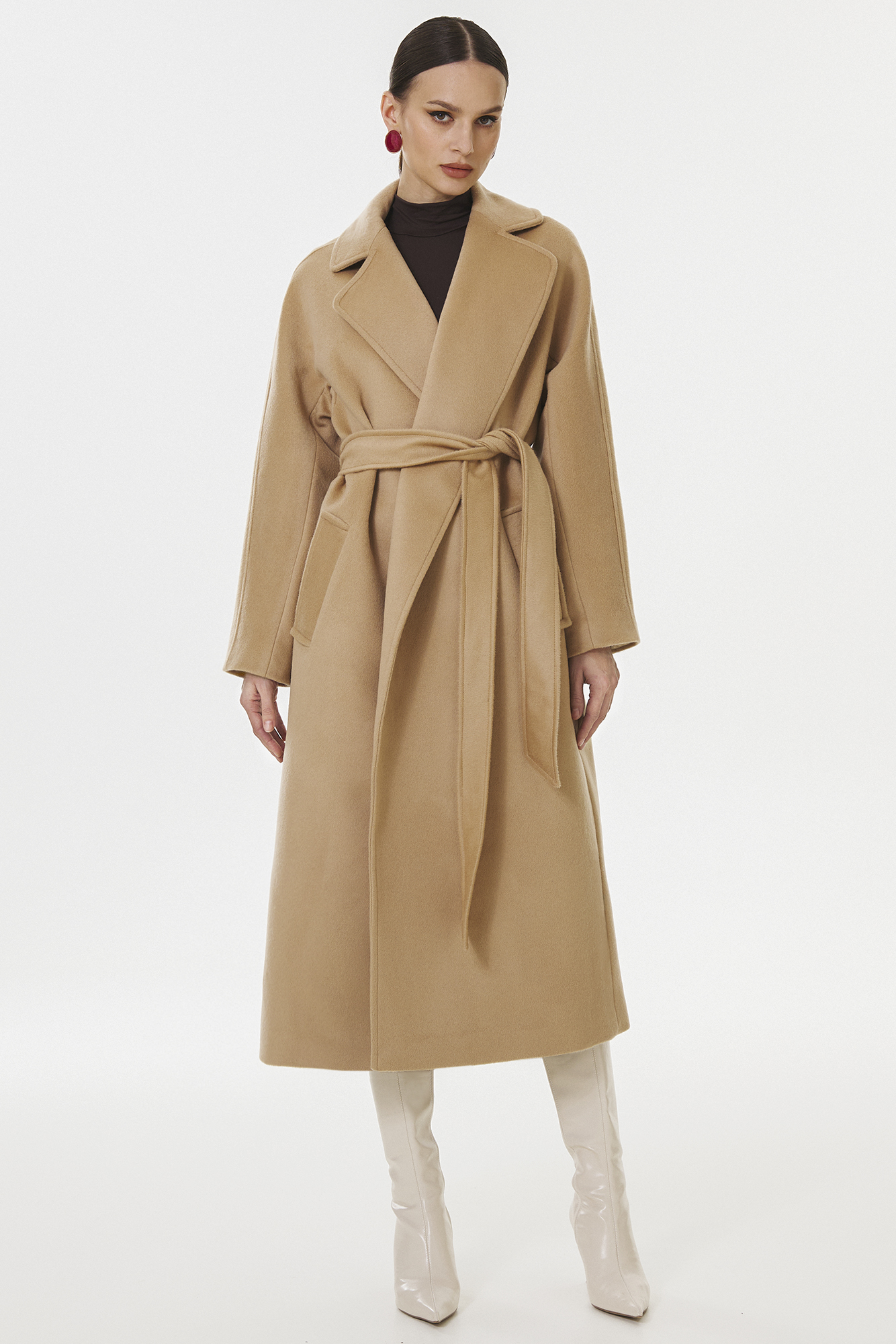 Bray beige wool coat with drawstring by Framboise
