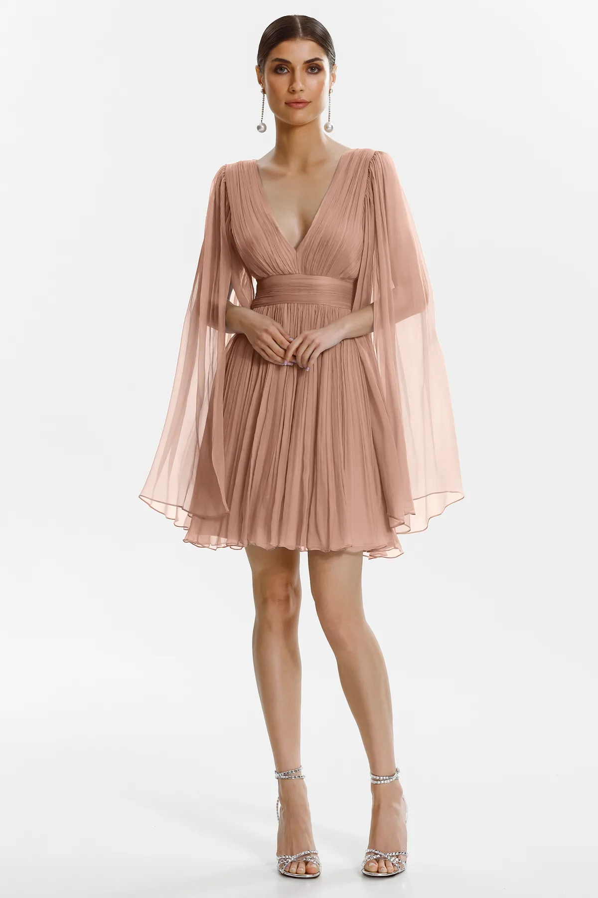Cambria pink silk short dress by Framboise