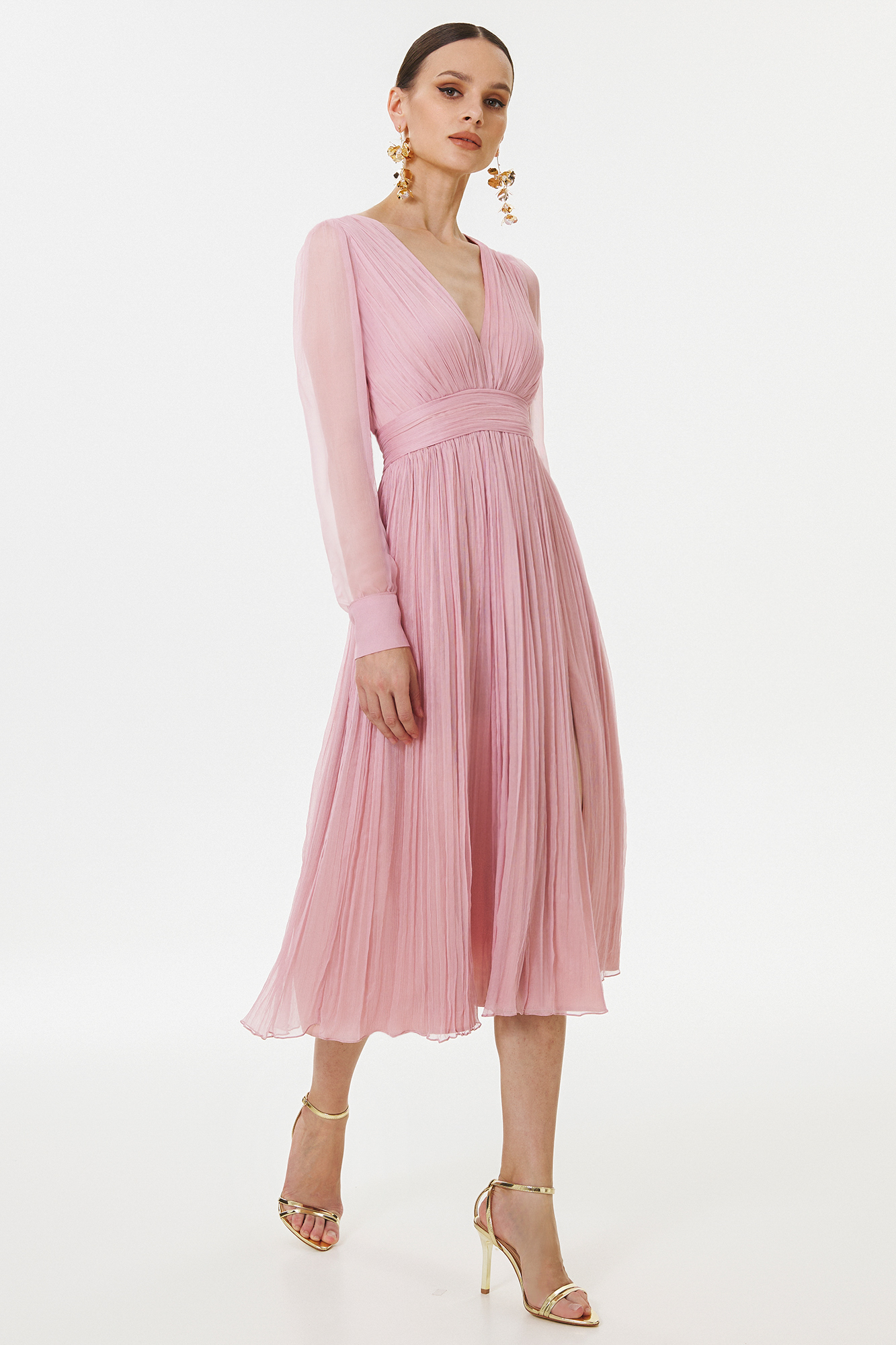 Cecilia elegant pink midi dress by Framboise