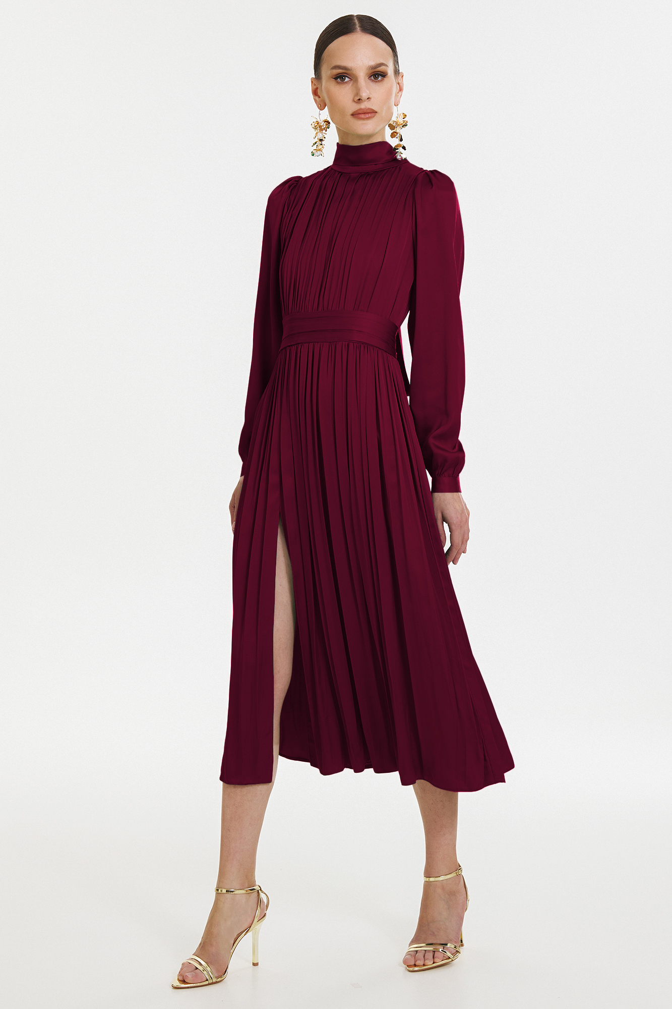 Donte elegant burgundy midi dress by Framboise