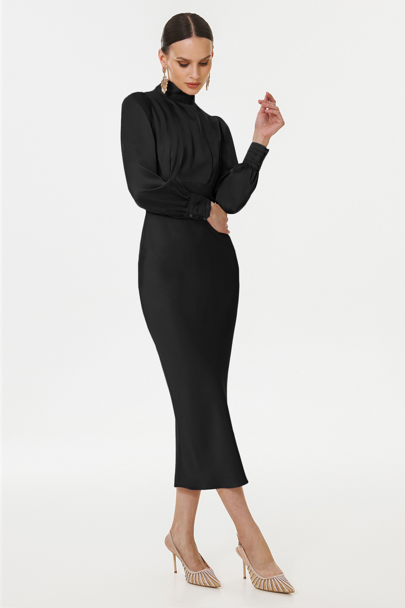 Enele elegant black midi dress by Framboise