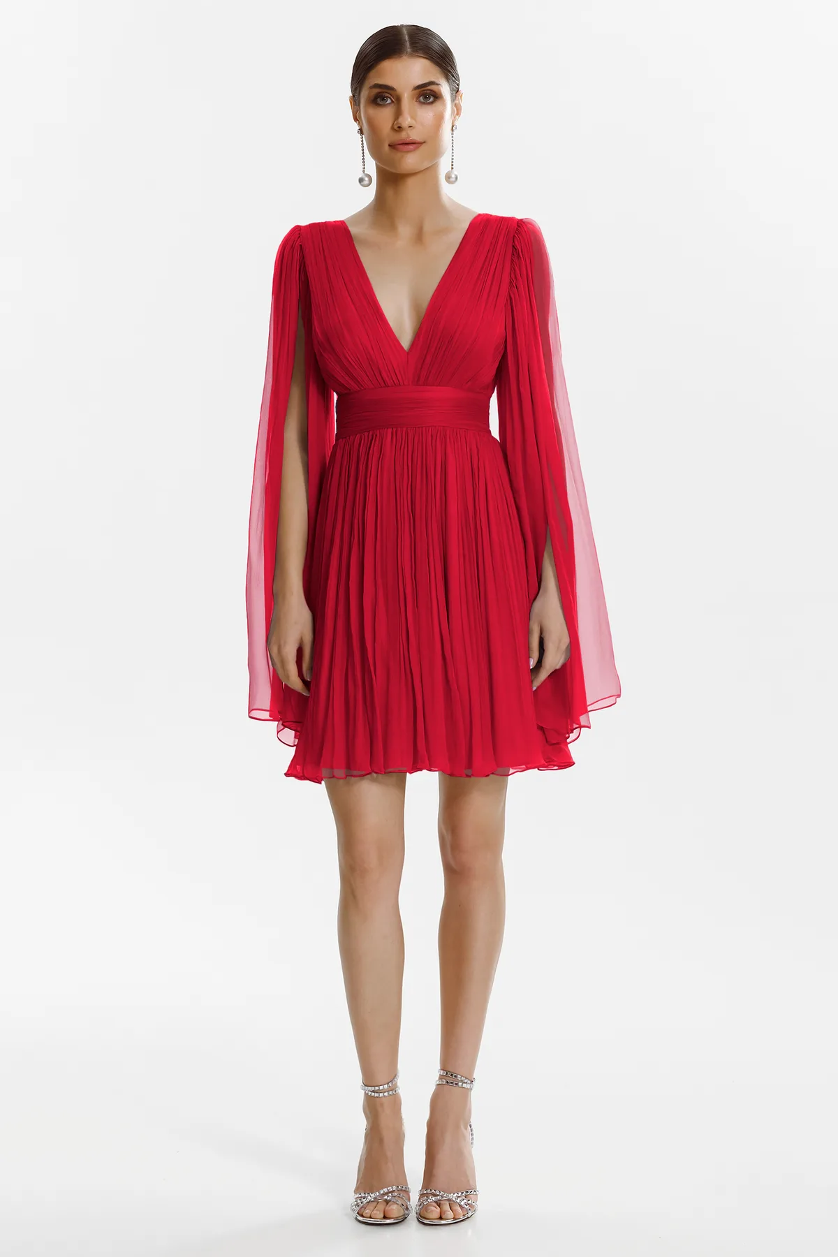 Fantine red silk short dress by Framboise
