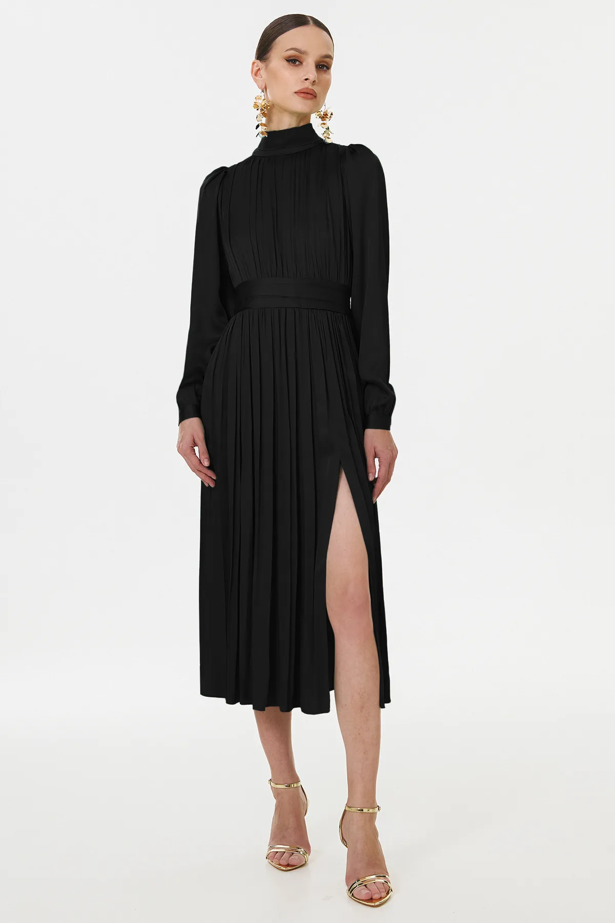 Gennaro elegant black midi dress by Framboise