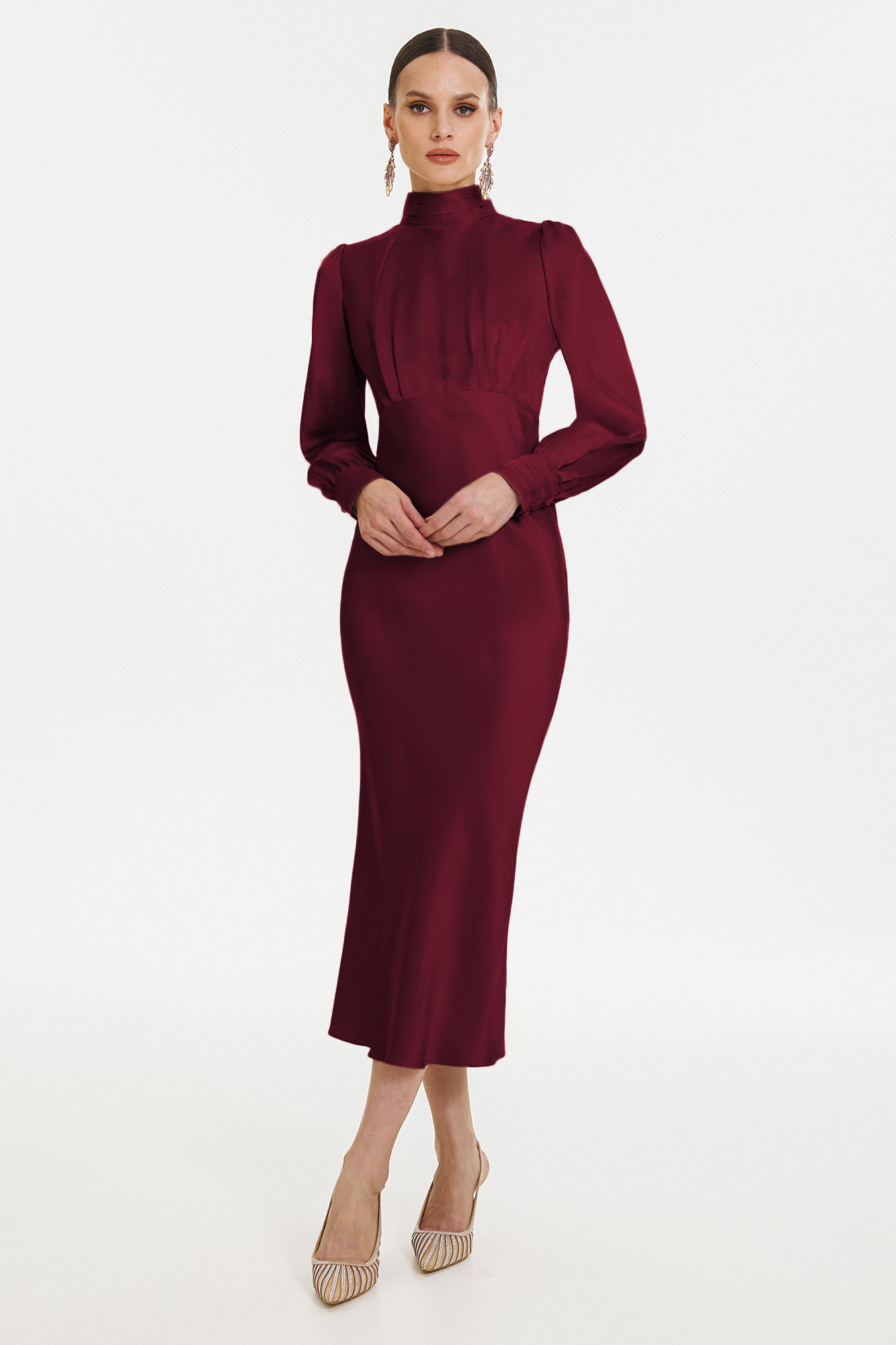Jacob elegant burgundy midi dress by Framboise