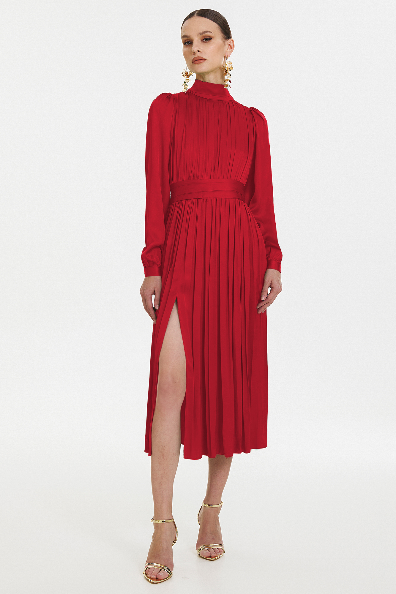 Kabir elegant red midi dress by Framboise