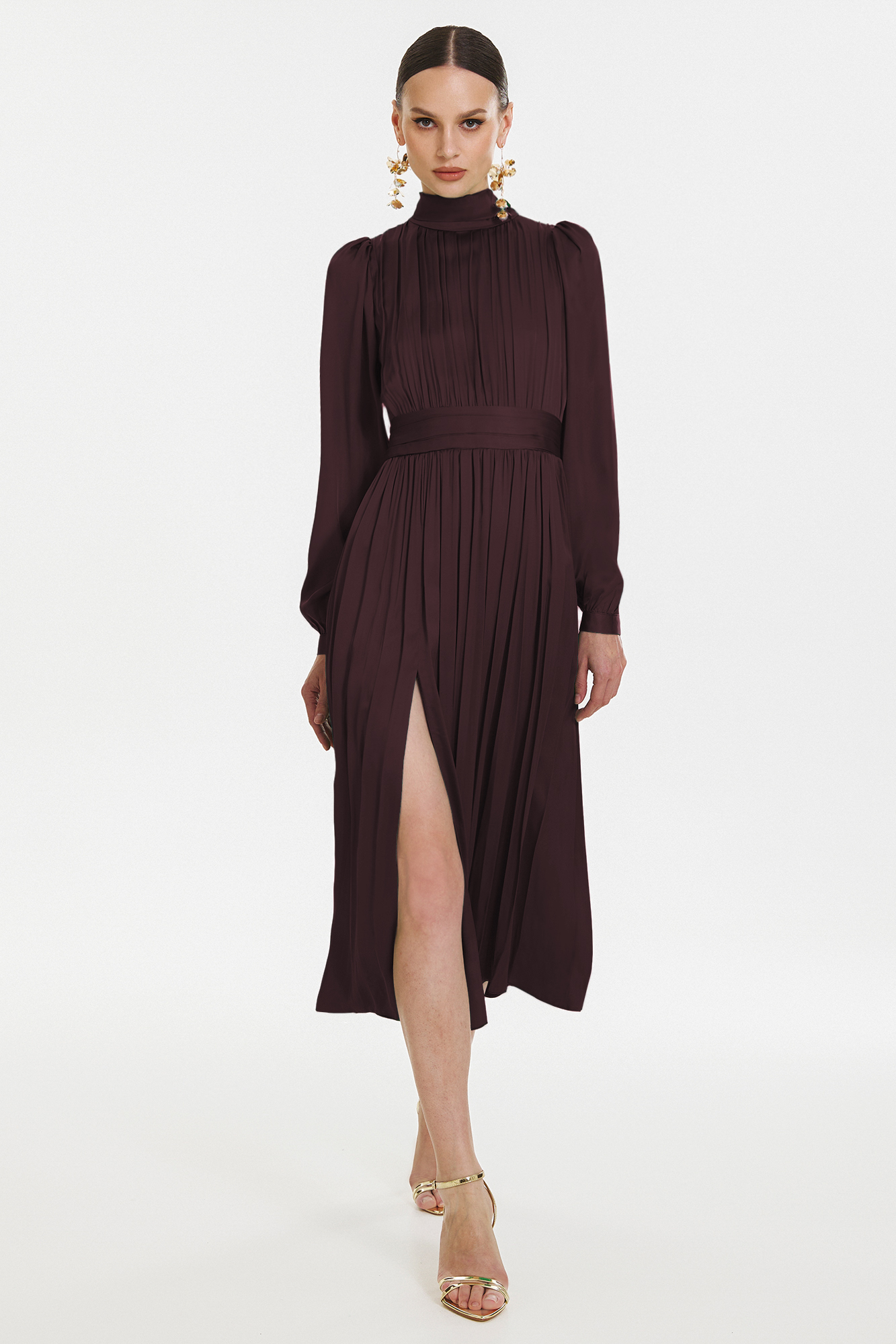 Otello elegant brown midi dress by Framboise