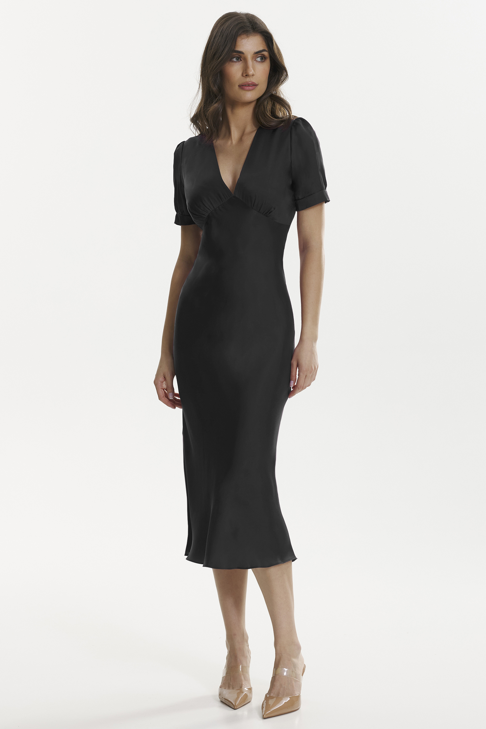 Taimo elegant black midi dress by Framboise