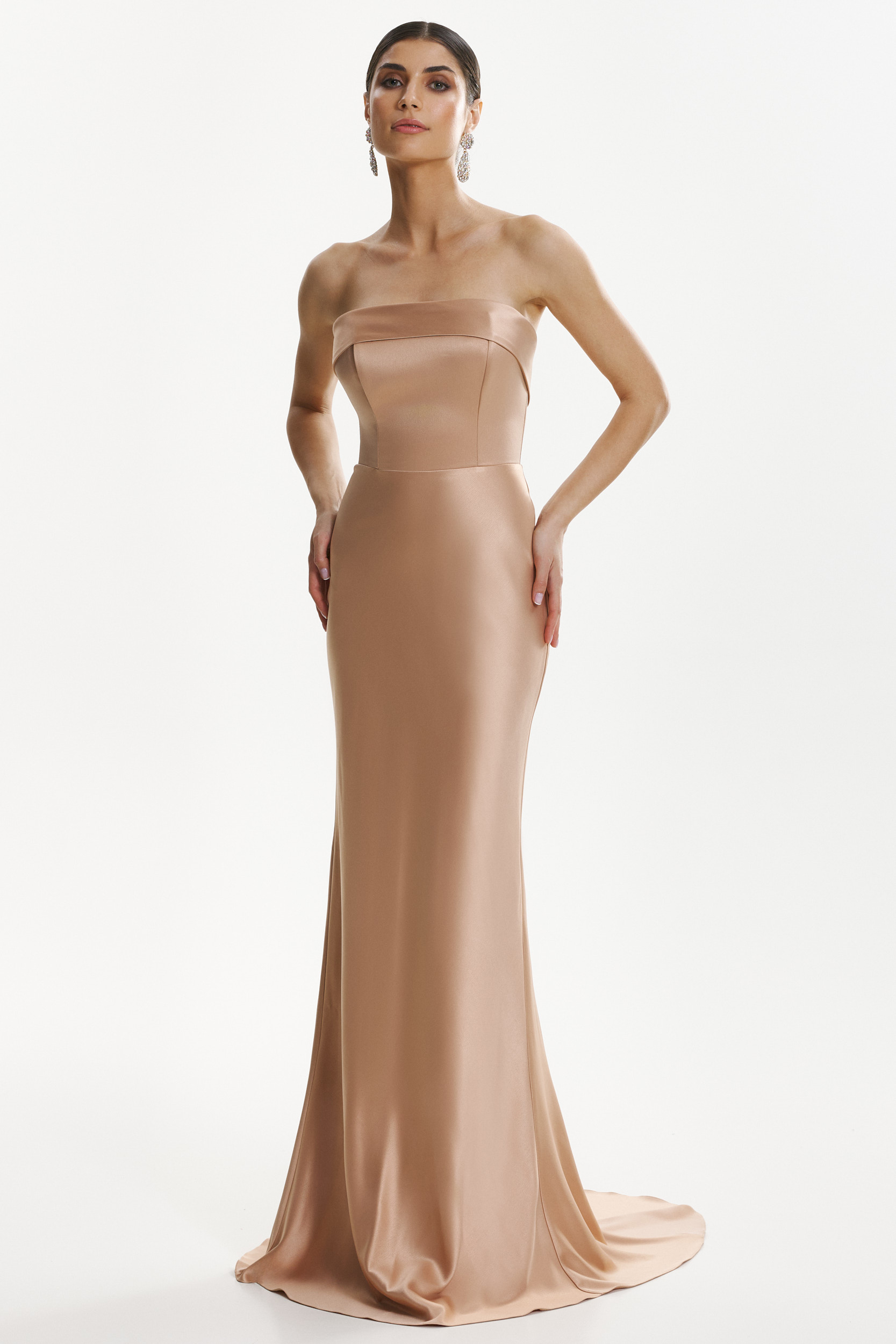 Vendome elegant long beige dress by Framboise