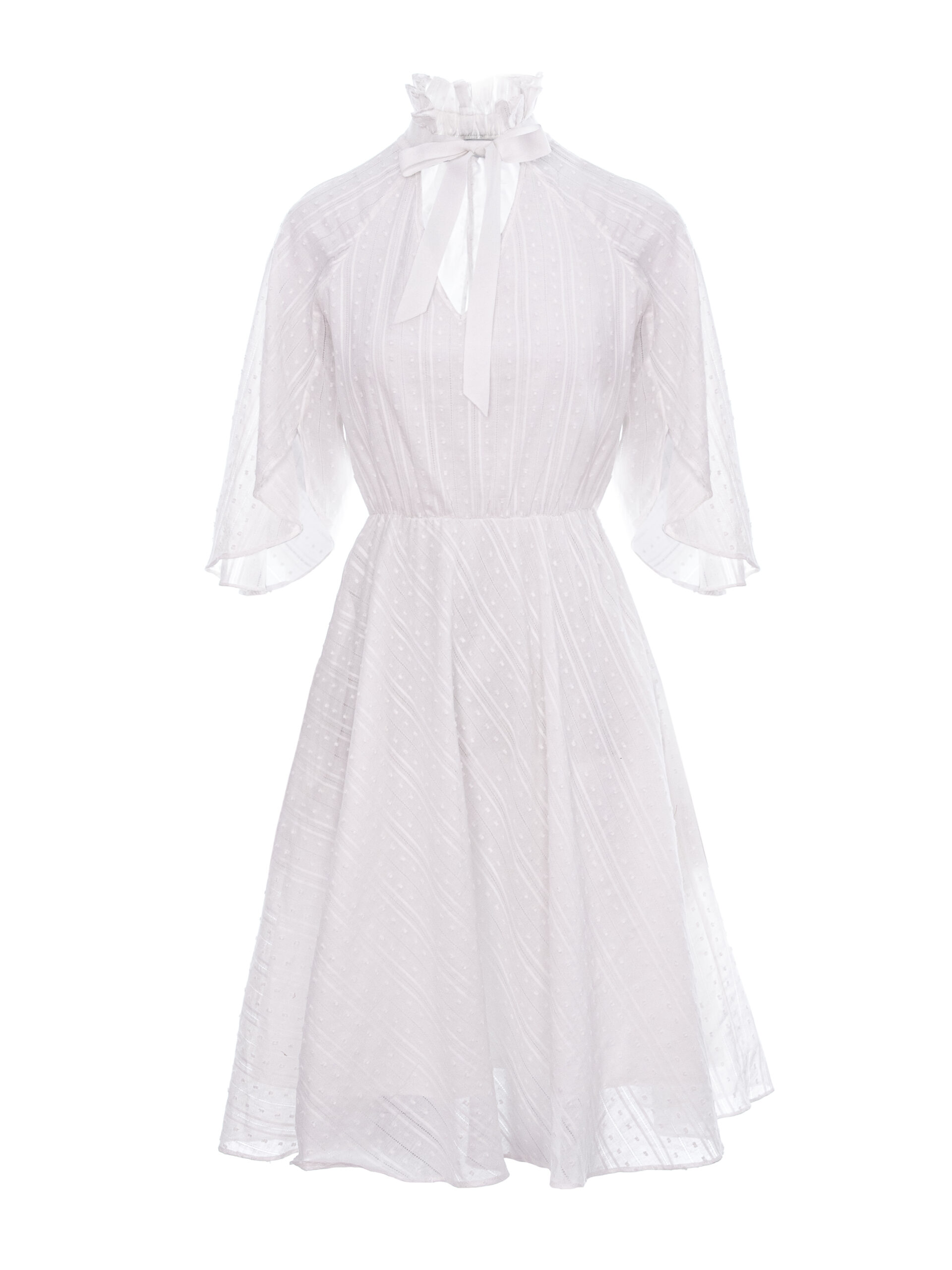 Rochie din bumbac alb cu guler inalt by Larisa Dragna