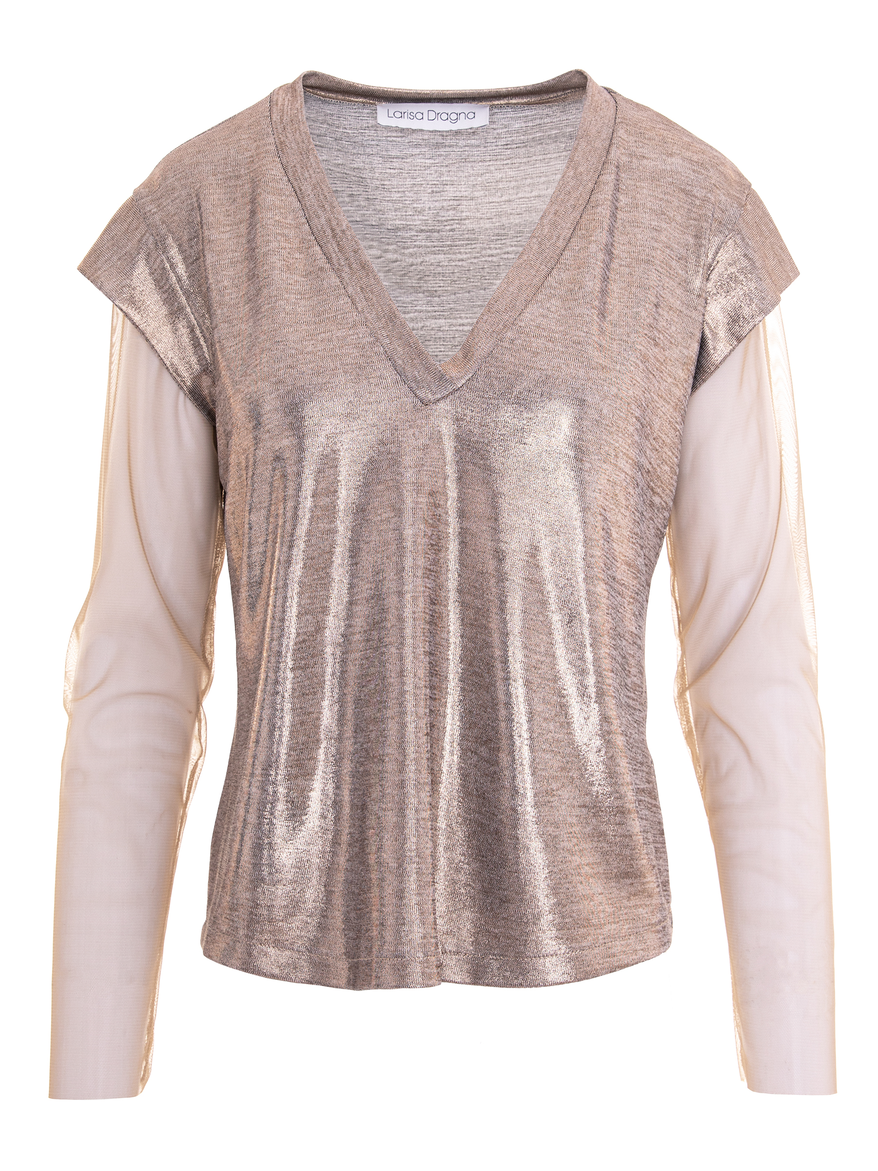 Bluza bej cu patina metalica by Larisa Dragna