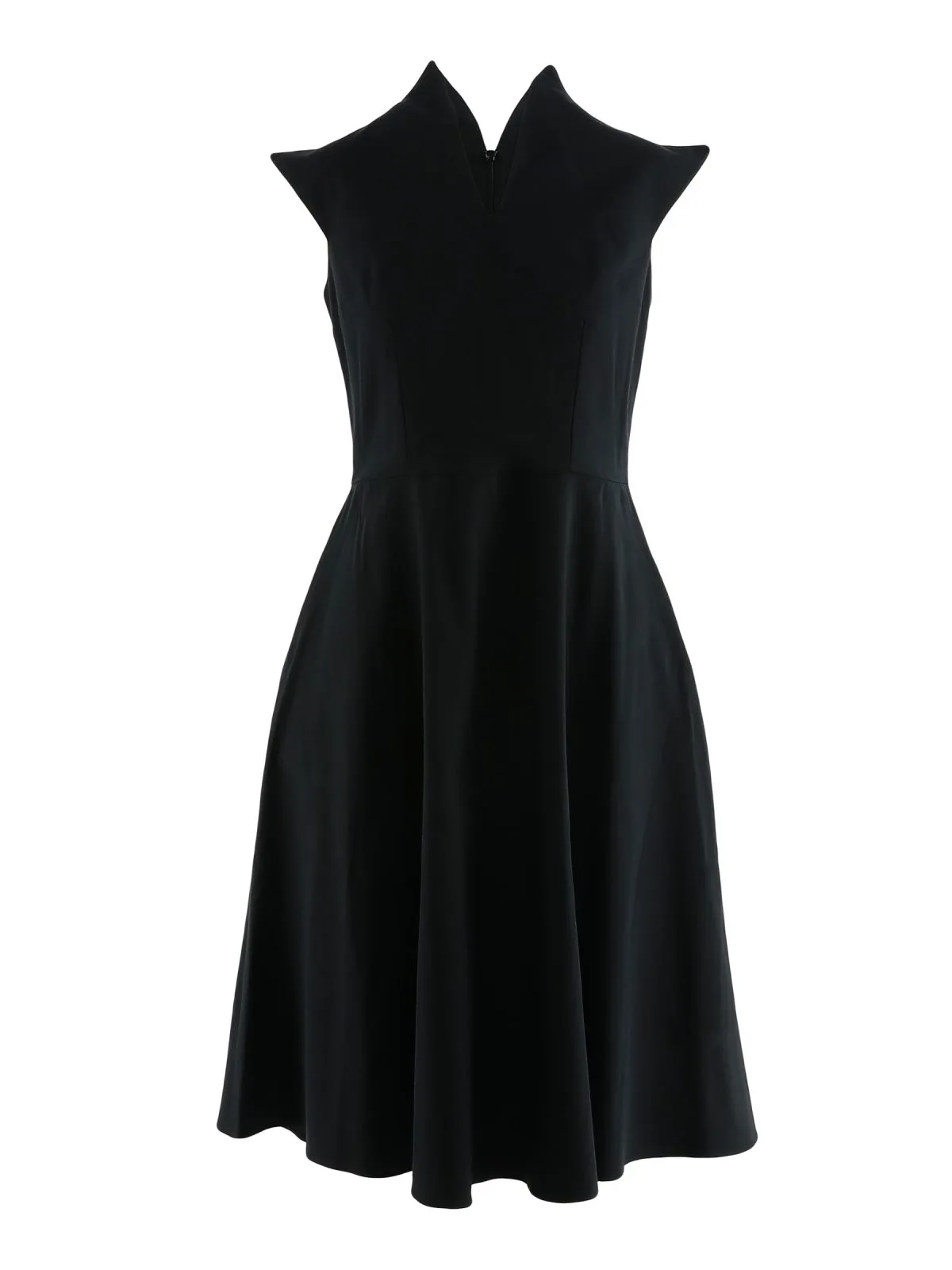 Rochie midi neagră cu guler kimono by Larisa Dragna