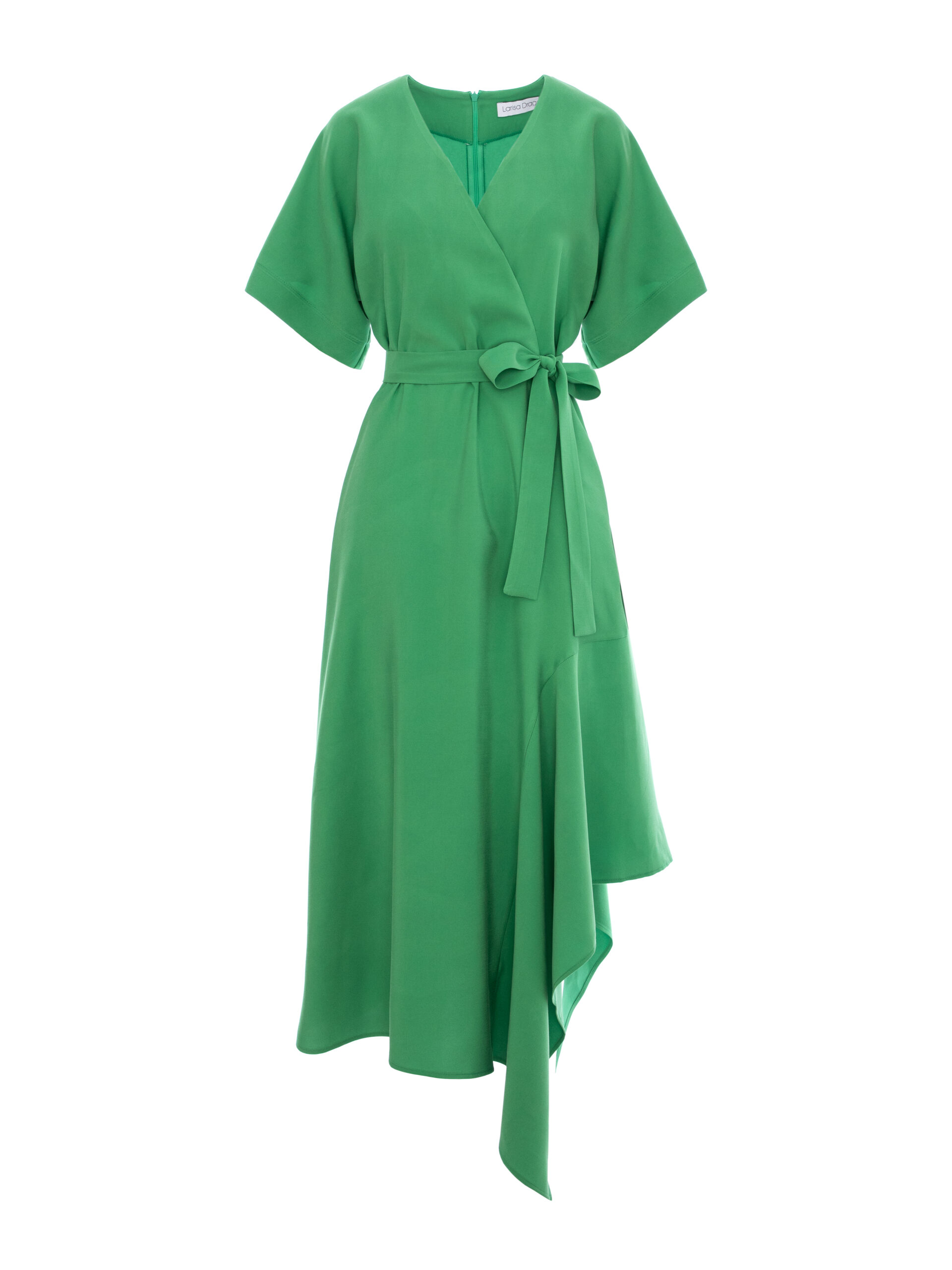 Rochie verde din vascoza cu tiv asimetric by Larisa Dragna