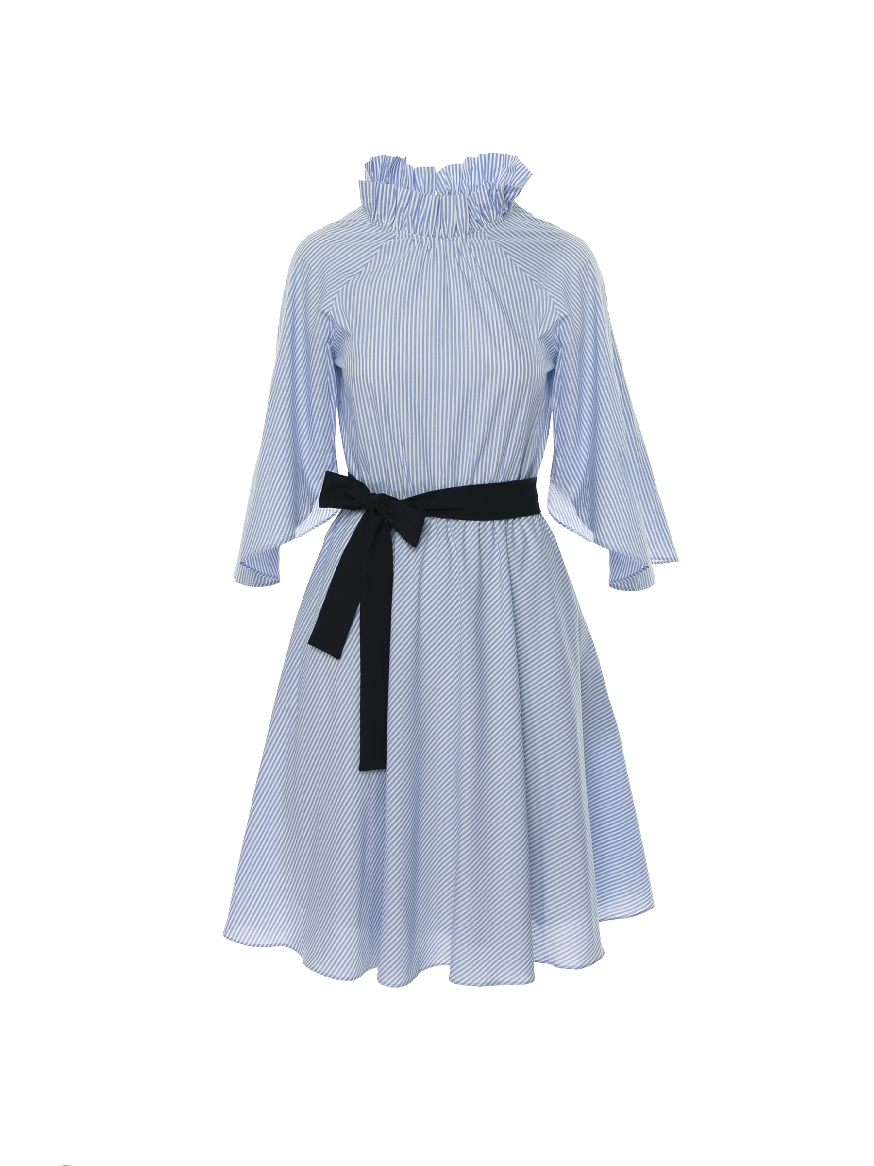 Rochie albastră cu talie marcată și buzunare by Larisa Dragna