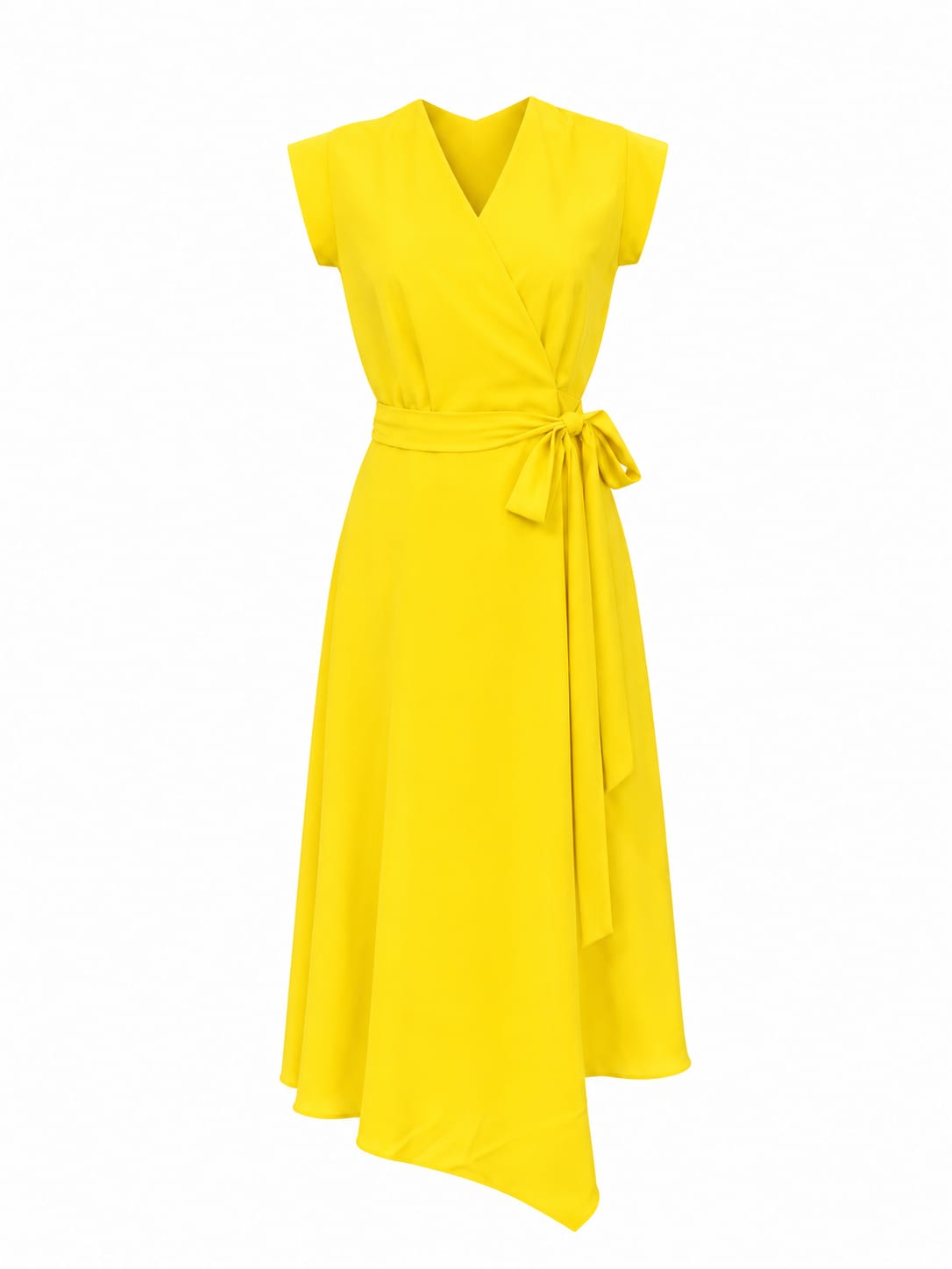 Rochie lungă galbenă cu tiv asimetric by Larisa Dragna