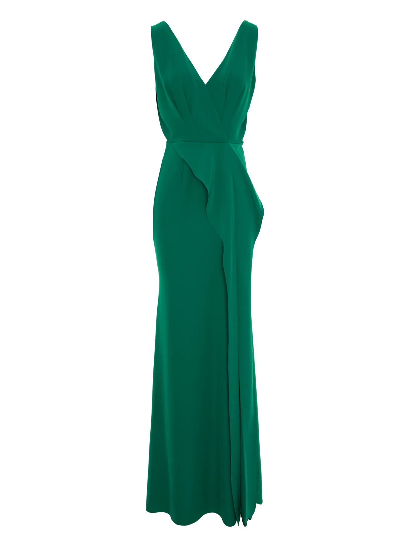Rochie lunga verde cu deschidere pe picior by Larisa Dragna