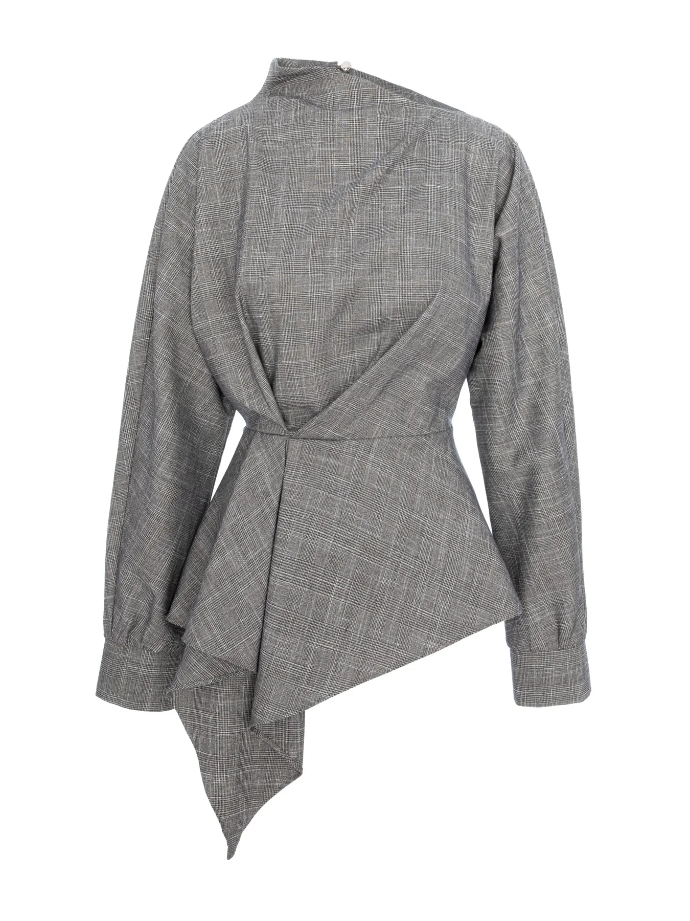 Bluza gri cu peplum si pliuri in talie by Larisa Dragna