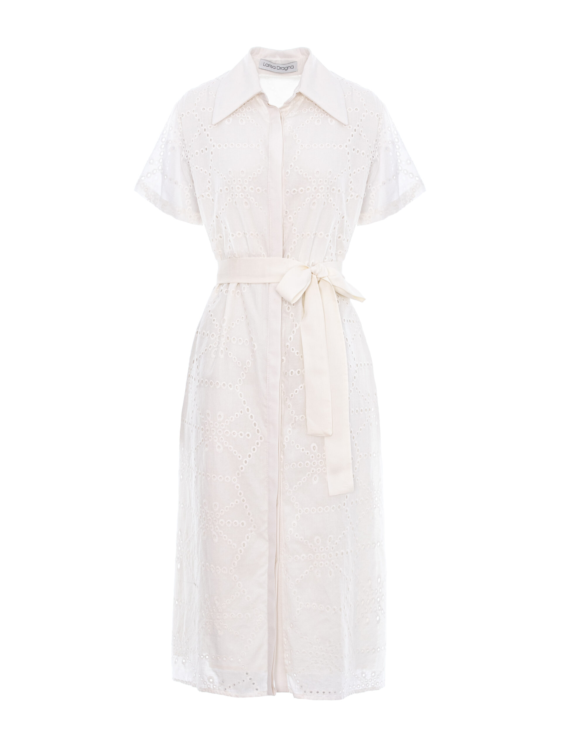 Rochie cămașă midi din bumbac brodat by Larisa Dragna