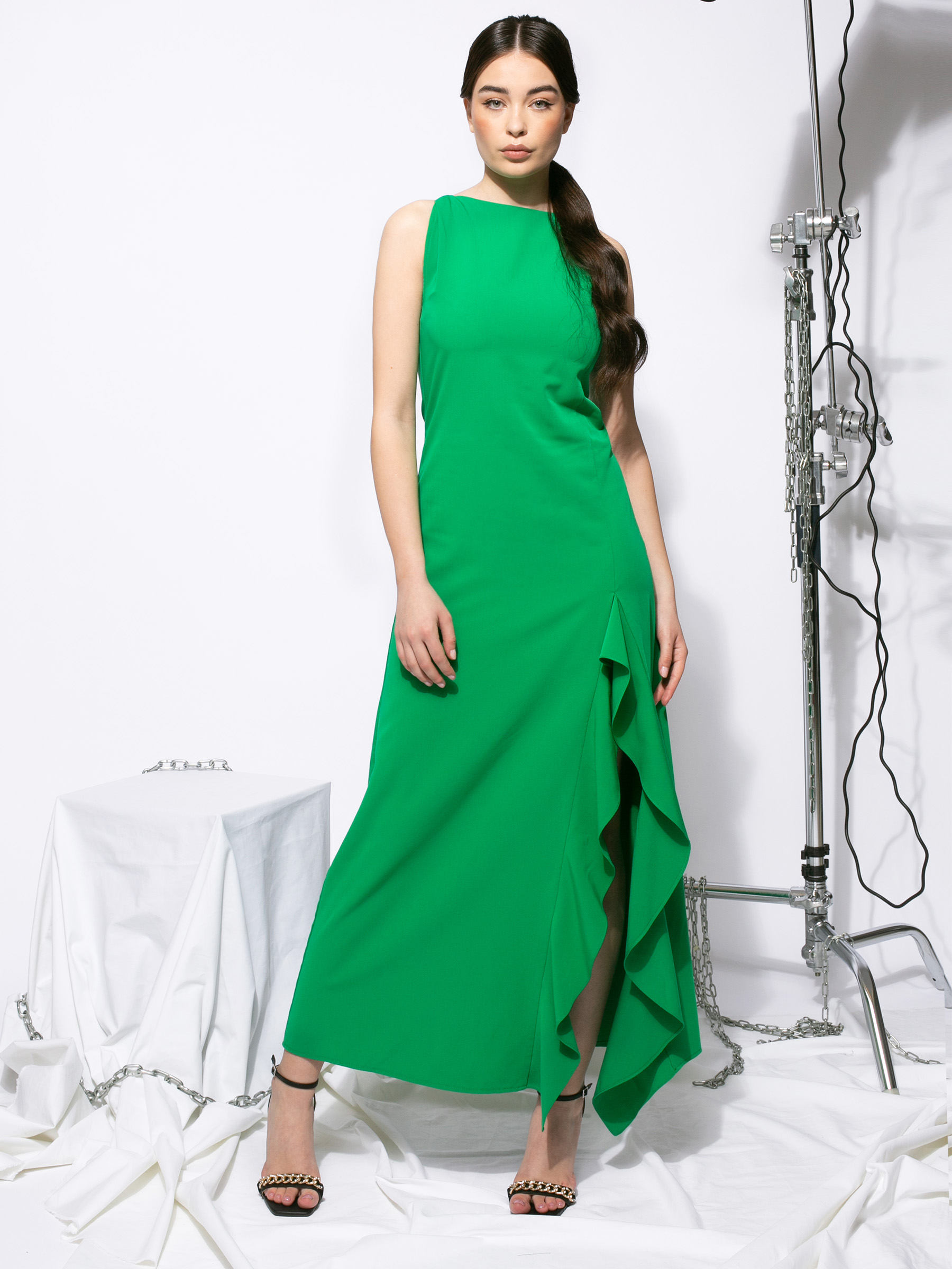 Rochie verde cu volan by Larisa Dragna