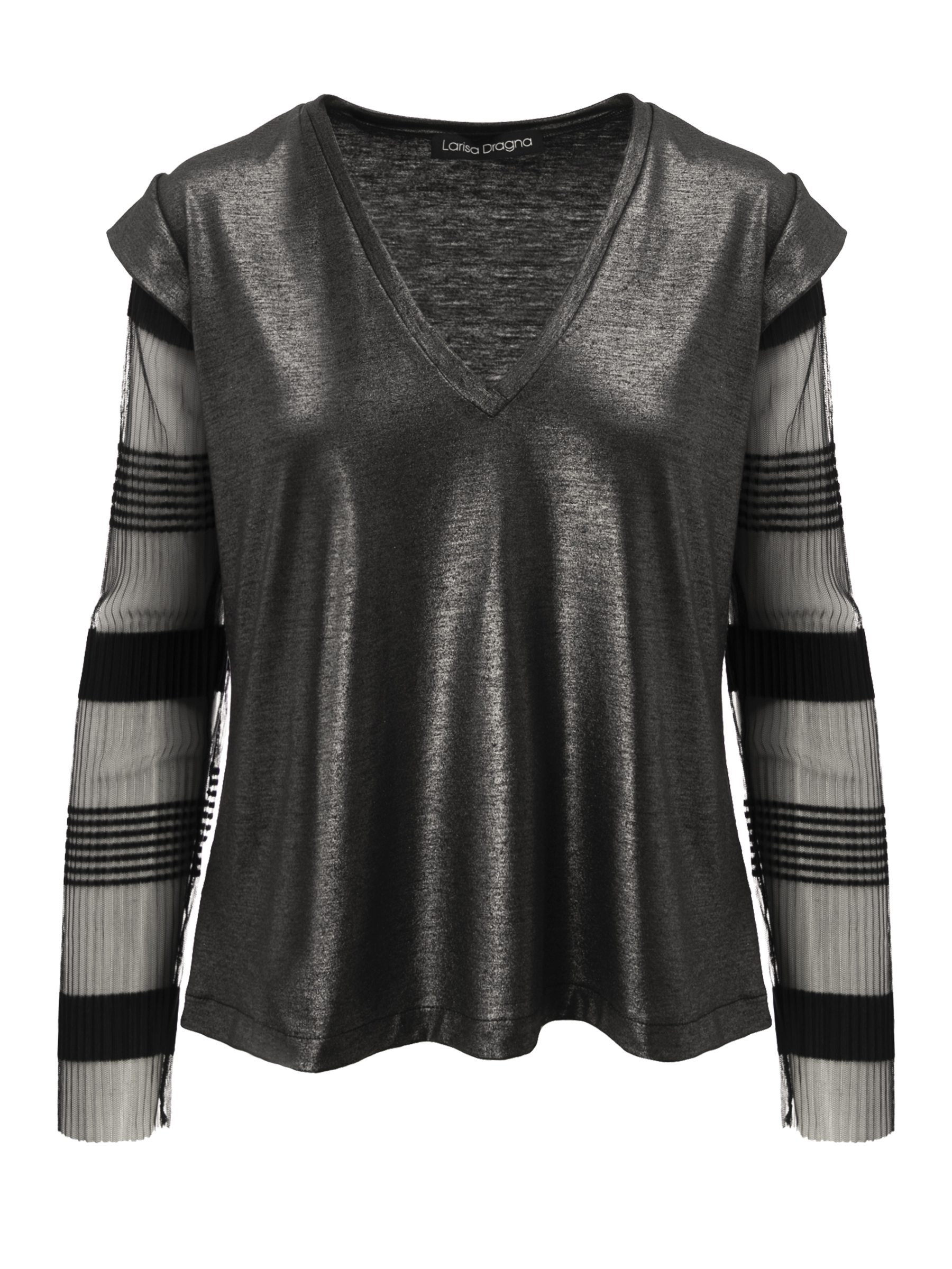 Bluza neagra cu decolteu in V by Larisa Dragna