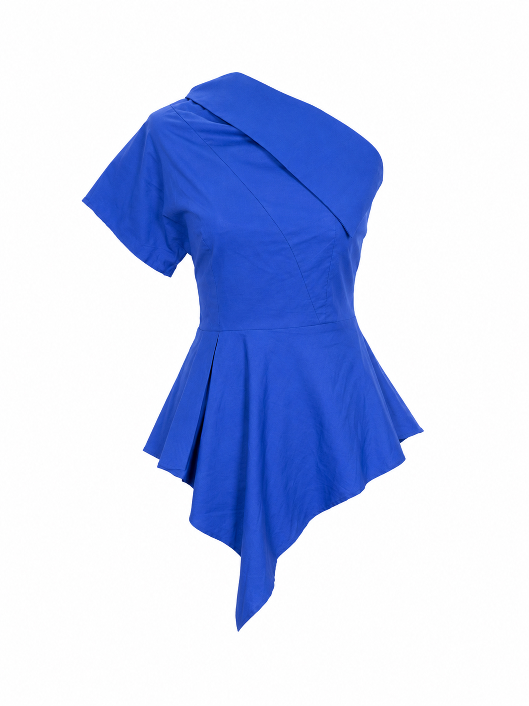 Bluza Albastru Cobalt cu un umar gol by Larisa Dragna
