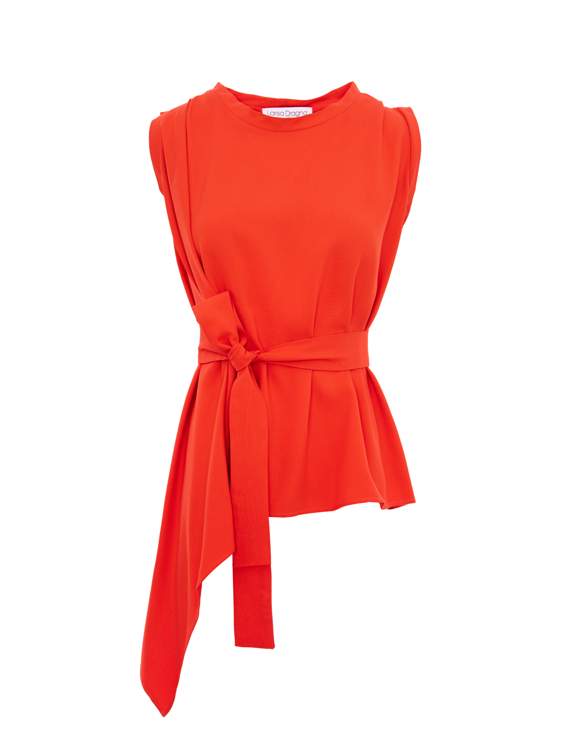 Bluza corai asimetrica cu falduri by Larisa Dragna