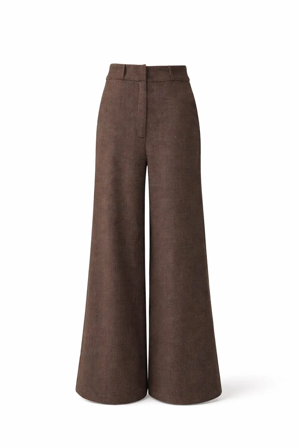 Pantaloni drepți din lână maro by Larisa Dragna