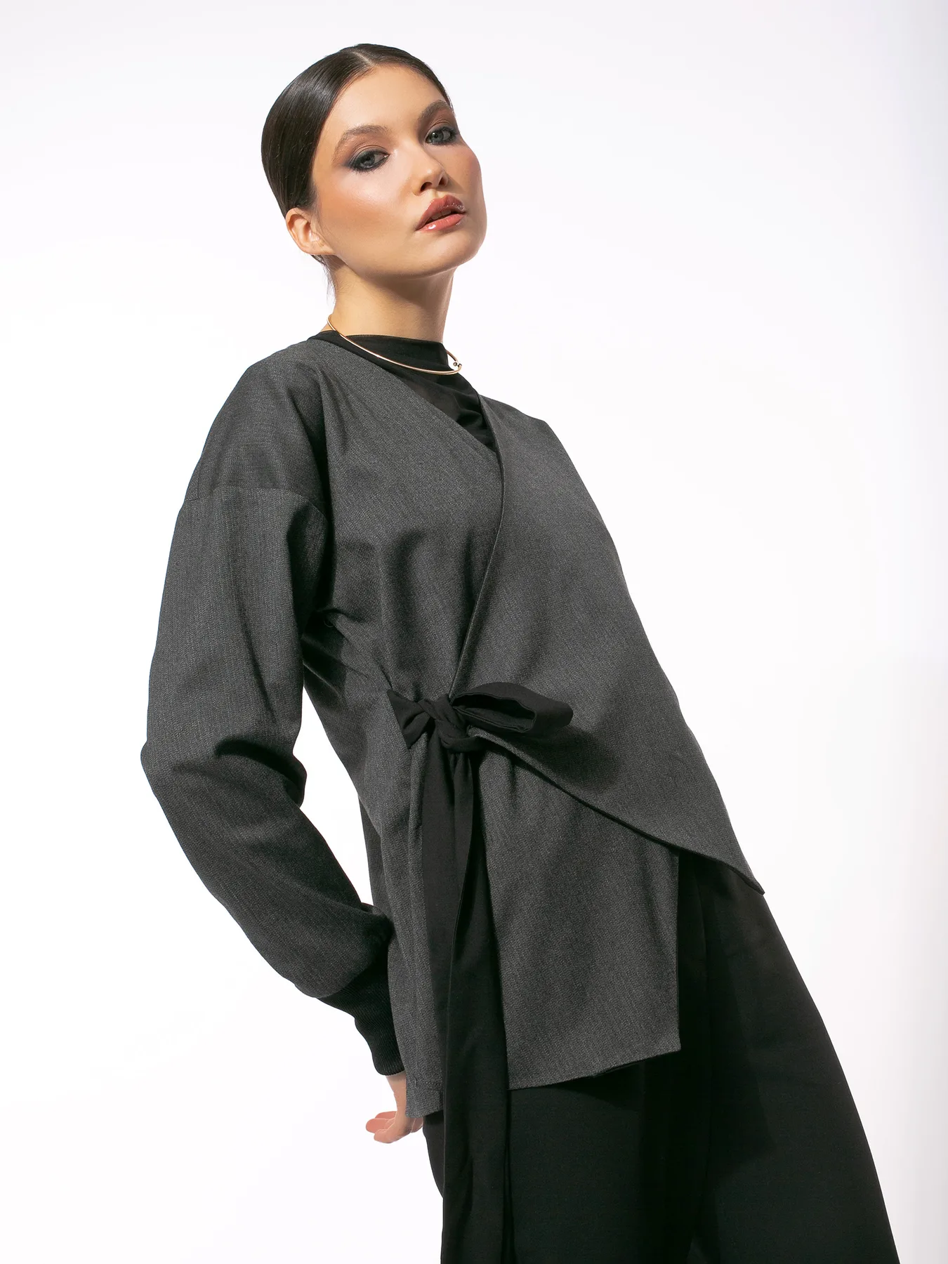 Blazer Asimetric Stil Kimono din Bumbac by Larisa Dragna