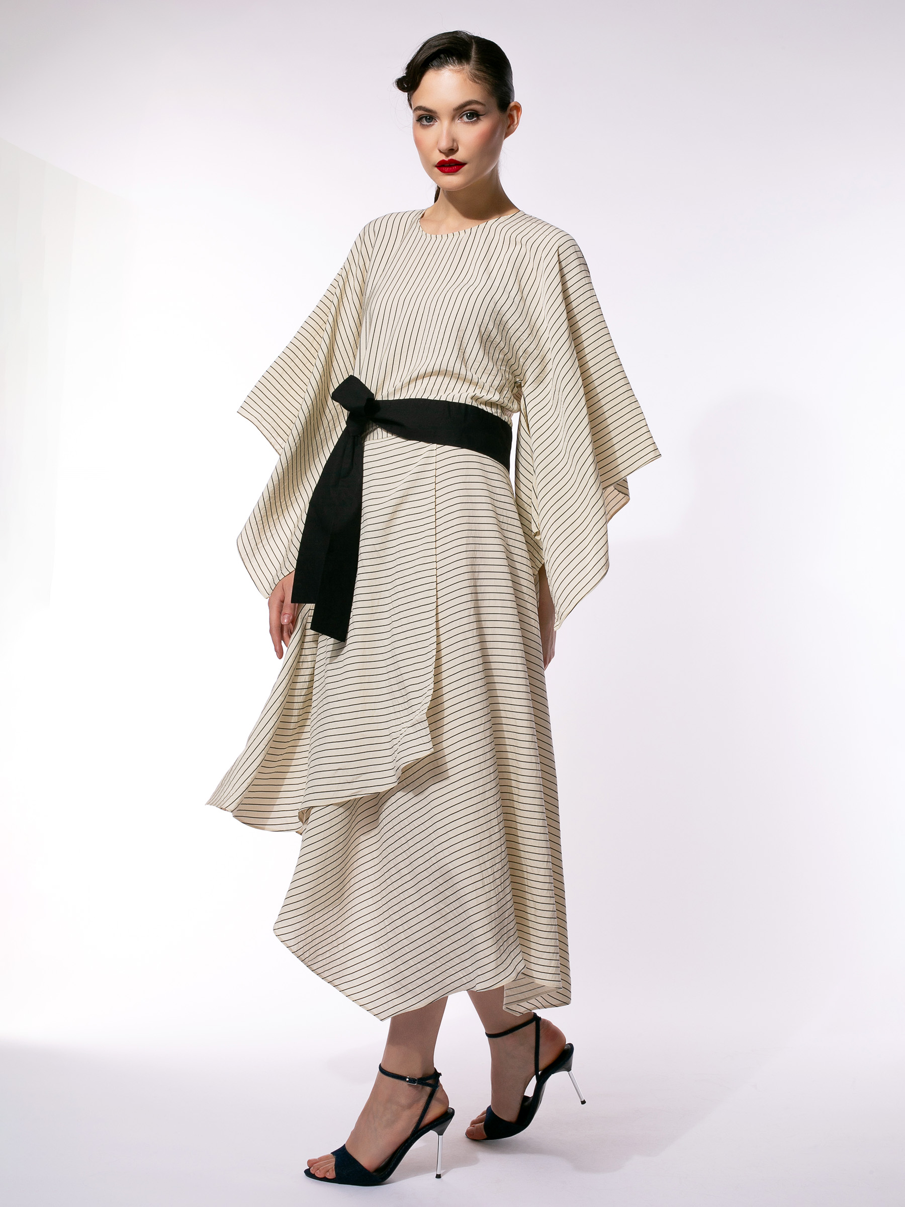 Bluza Kimono în Dungi cu Cordon by Larisa Dragna