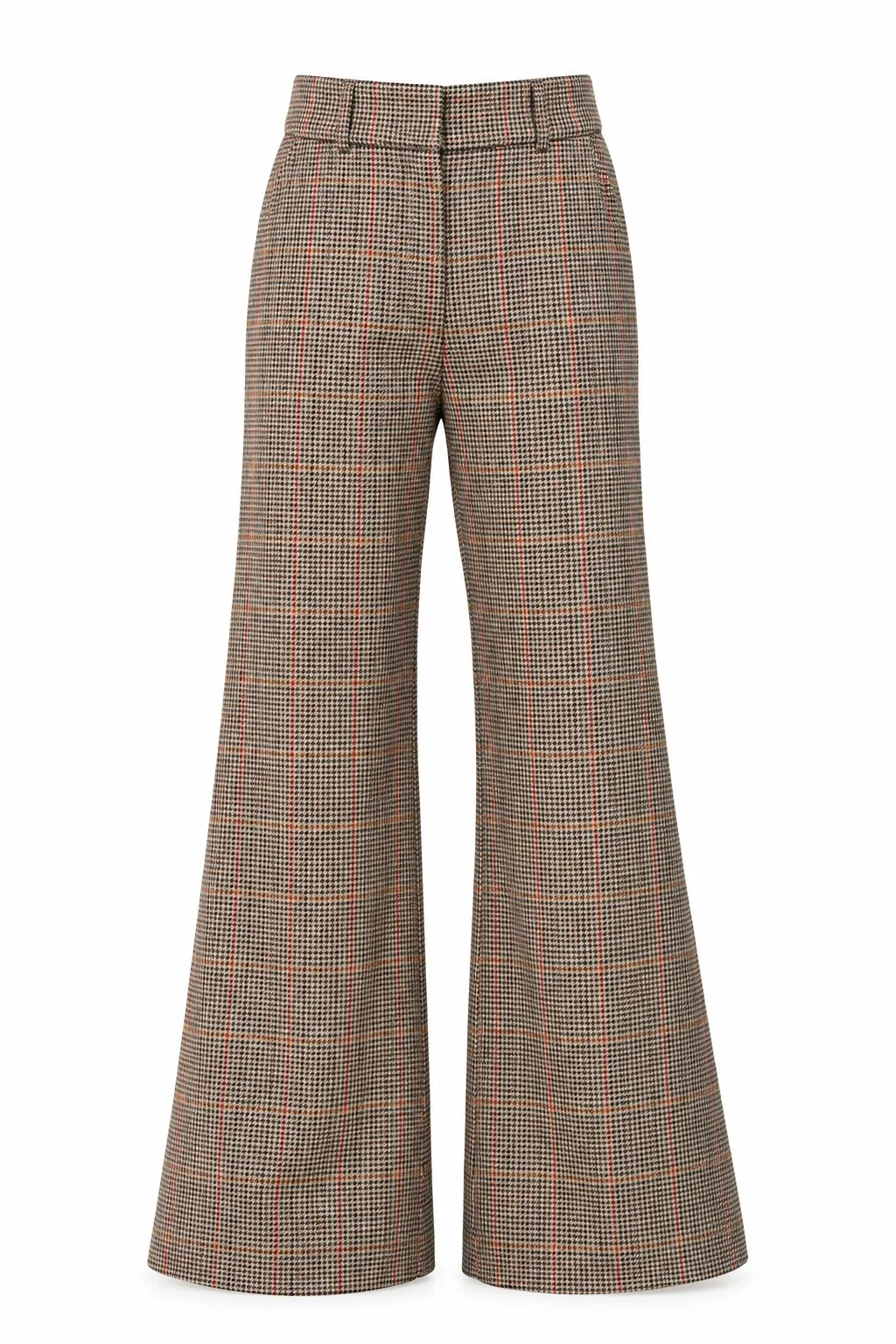 Pantaloni carouri maro din lână by Larisa Dragna